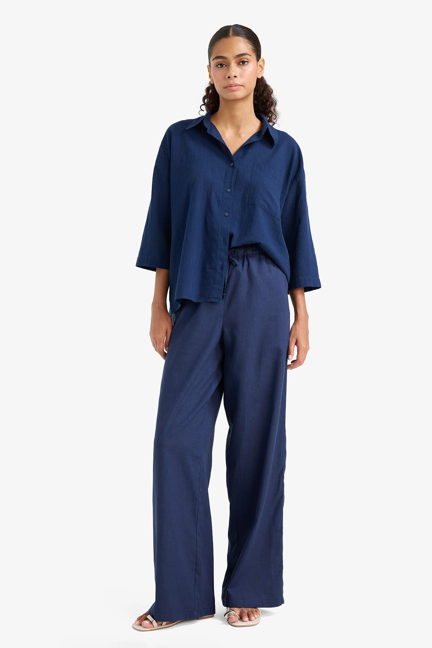 Oversize Fit Shirt Collar Cotton Short Sleeve Shirt