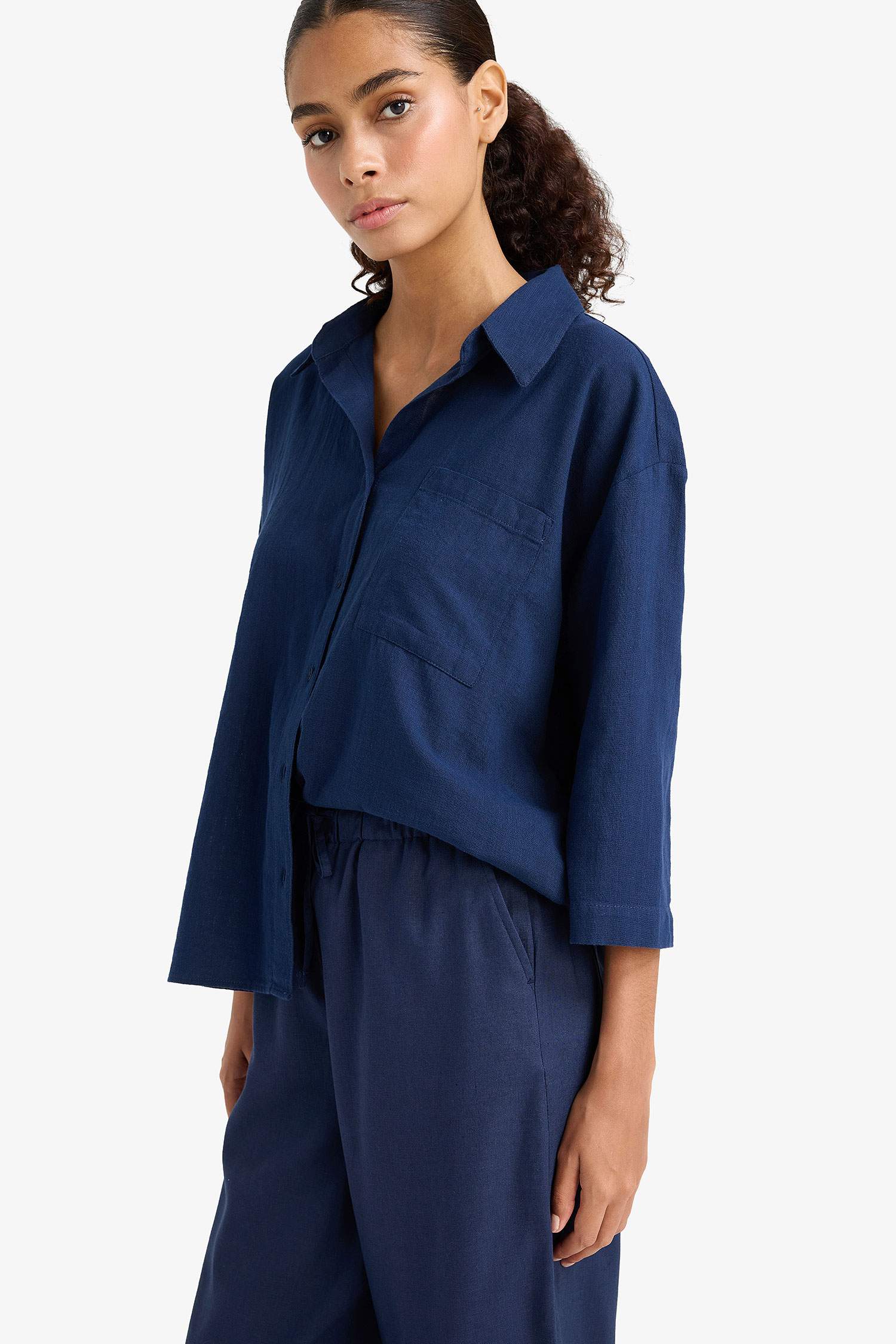 Oversize Fit Shirt Collar Cotton Short Sleeve Shirt