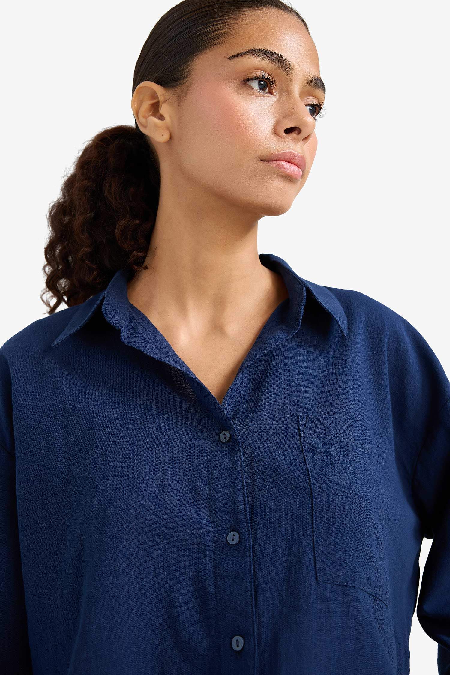 Oversize Fit Shirt Collar Cotton Short Sleeve Shirt