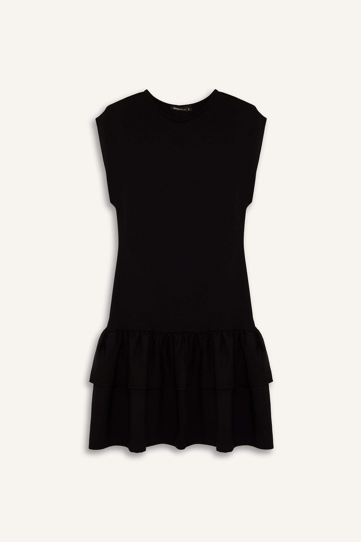 Bisiklet Yaka Kısa Kollu Mini Elbise