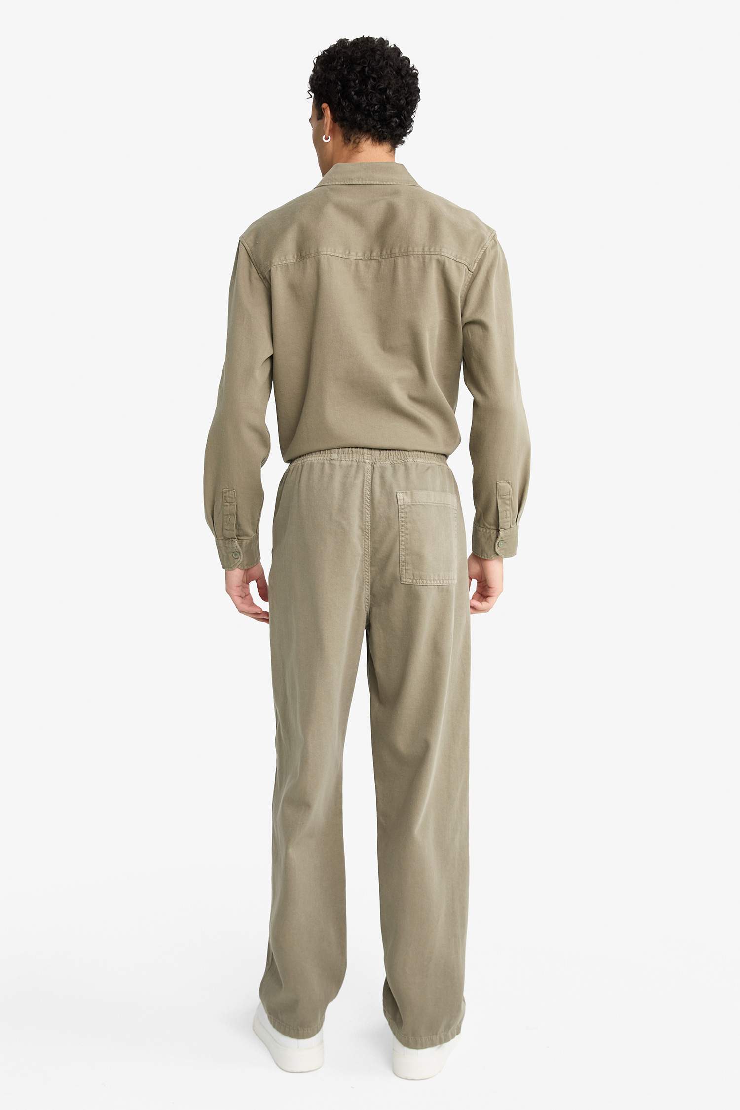 Baggy Fit Wide Leg Gabardine Trousers