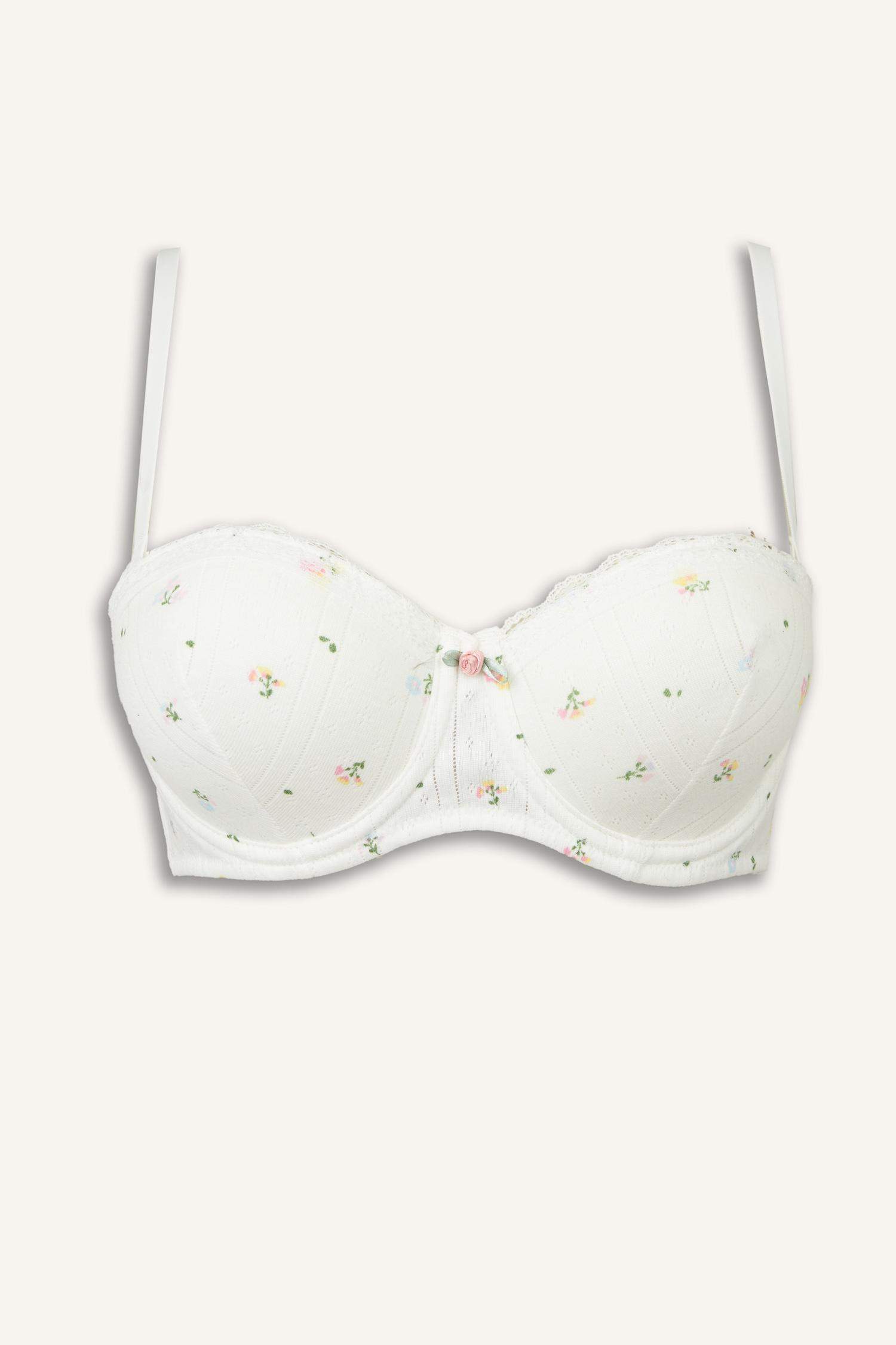 Dantel Detaylı Kaplı Pedsiz Balenli Balkonet Sütyen-Fall in Love