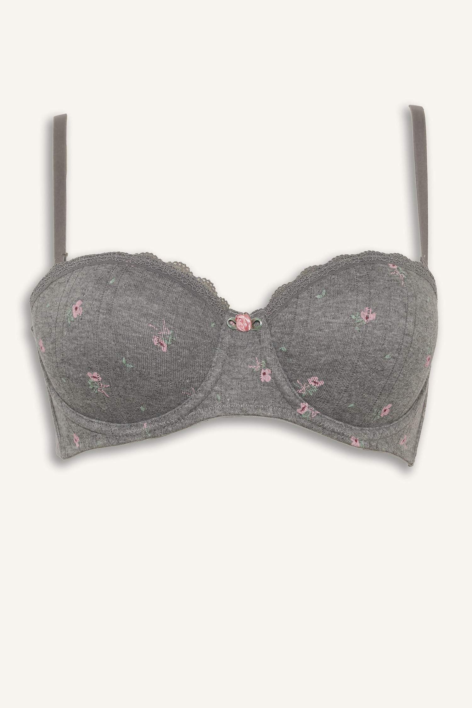 Бюстгальтер-балконет на косточках с кружевными деталями (без пуш-ап)