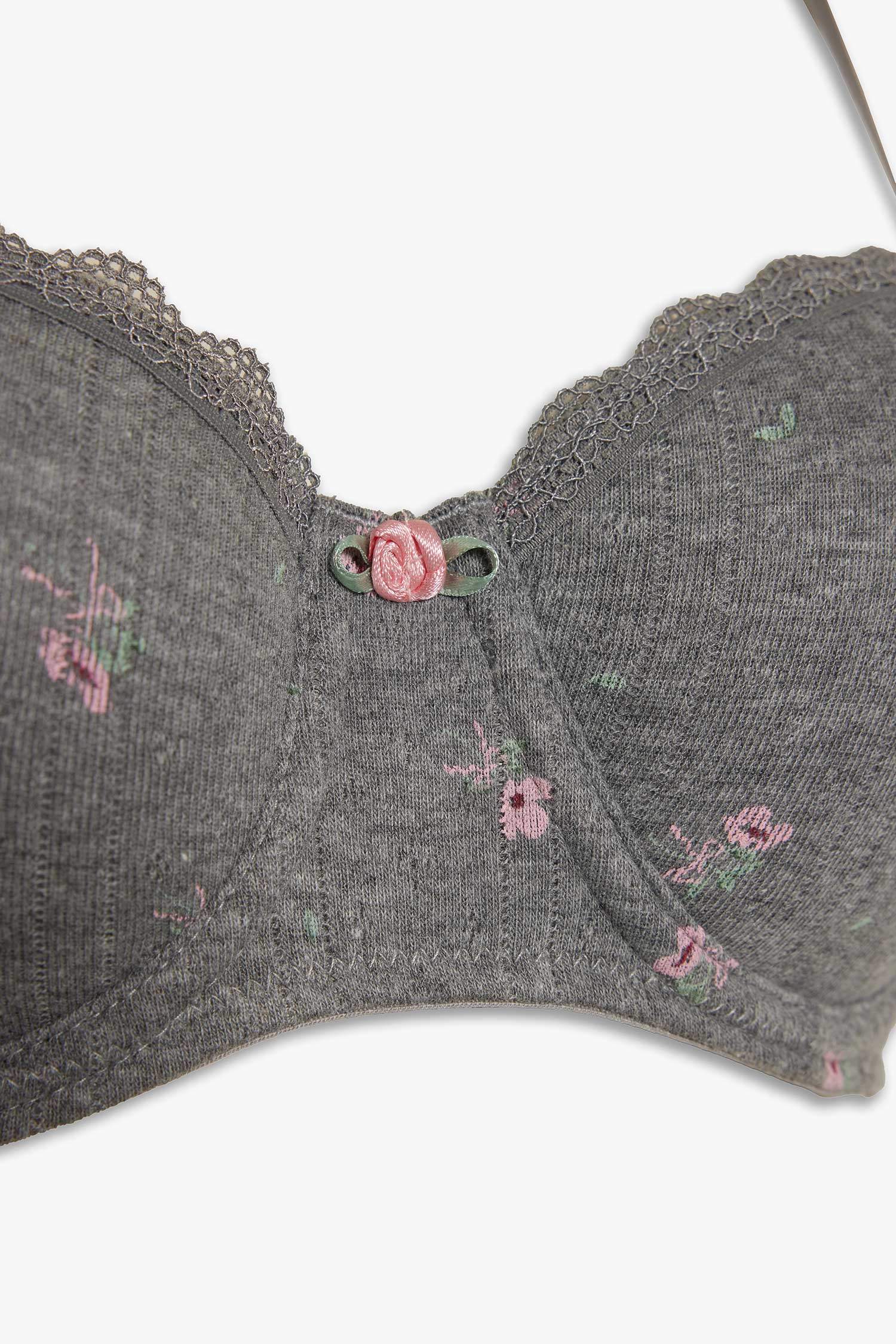 Dantel Detaylı Kaplı Pedsiz Balenli Balkonet Sütyen