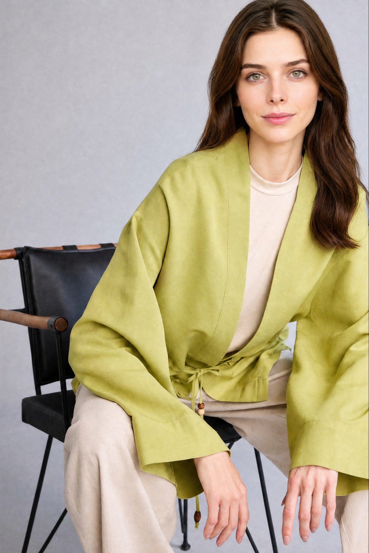 DeFacto Keten Karışımlı Relaxed Fit Uzun Kollu Kimono