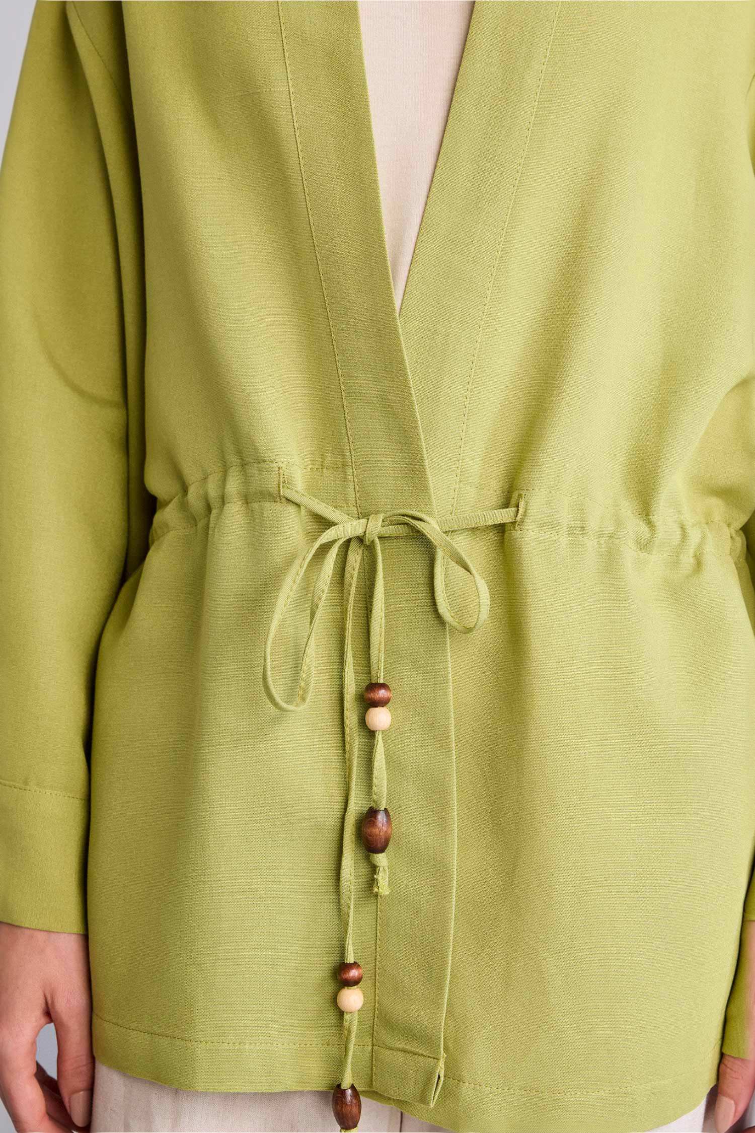 DeFacto Keten Karışımlı Relaxed Fit Uzun Kollu Kimono görsel 4