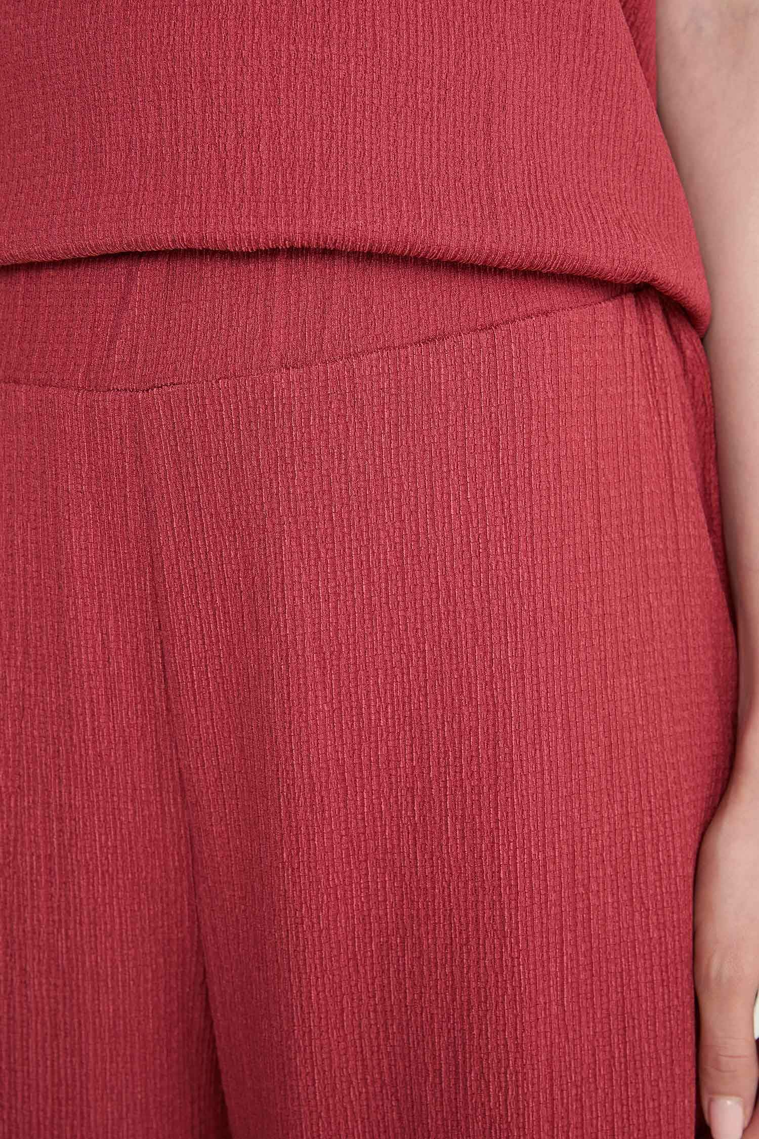 Beli Lastikli Düz Paça Bürümcük Pantolon