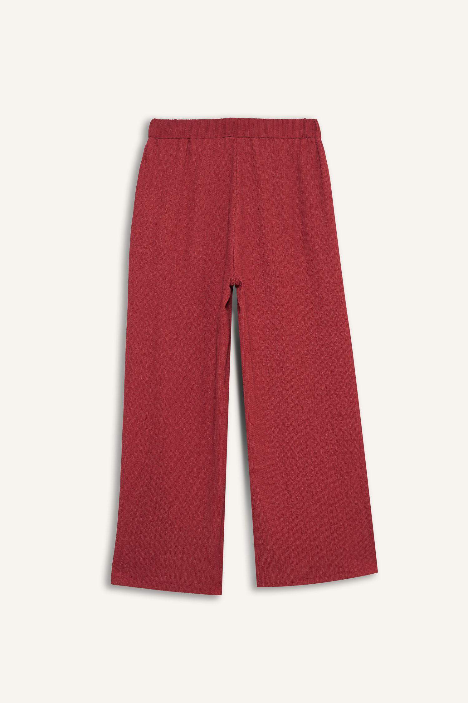 Beli Lastikli Düz Paça Bürümcük Pantolon