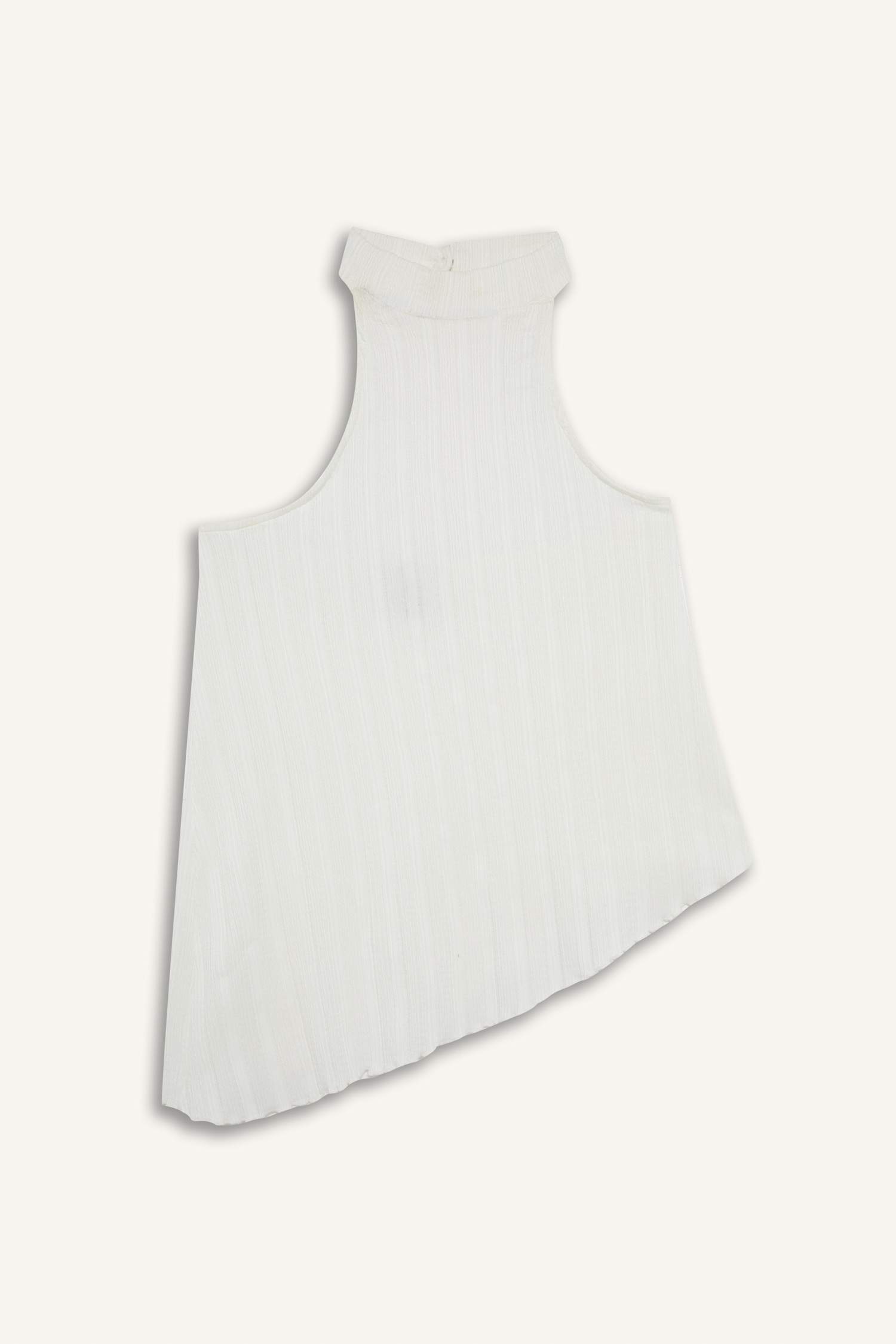 Asimetrik Yarım Balıkçı Yaka Bürümcük Bluz