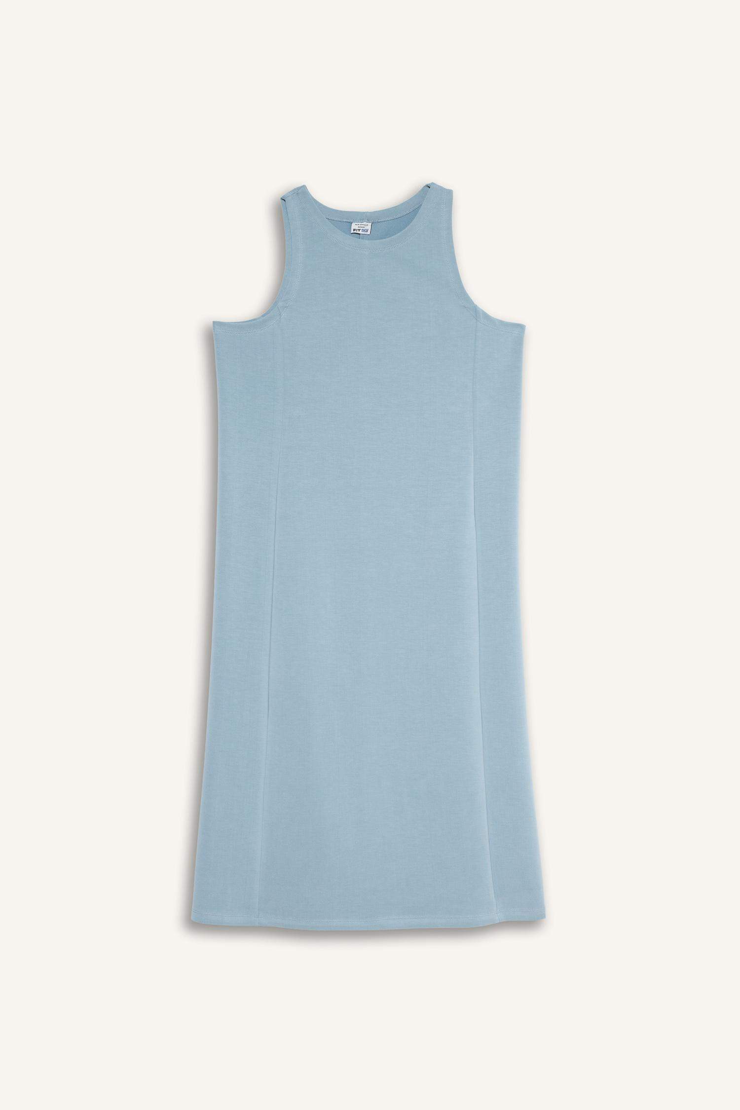 DeFactoFit Yuvarlak Yaka Modal Kolsuz Midi Elbise