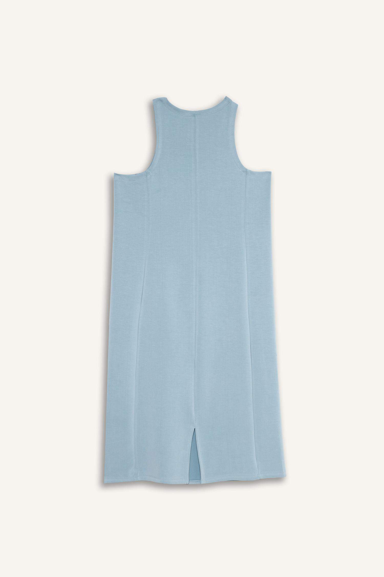 DeFactoFit Yuvarlak Yaka Modal Kolsuz Midi Elbise