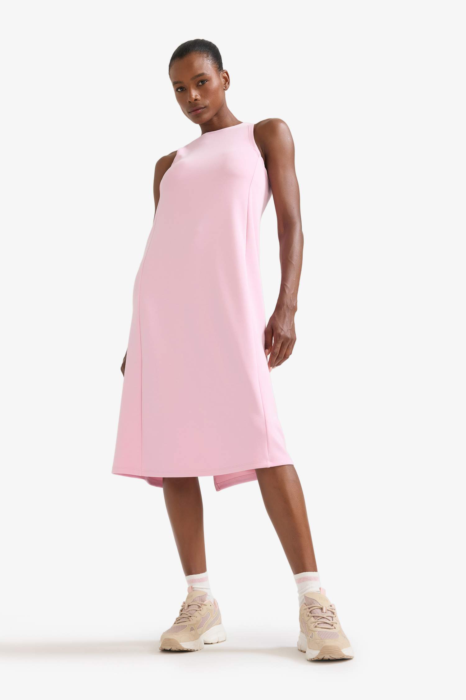 فستان ميدي كت منسوج بياخة مدورة من DeFactoFit