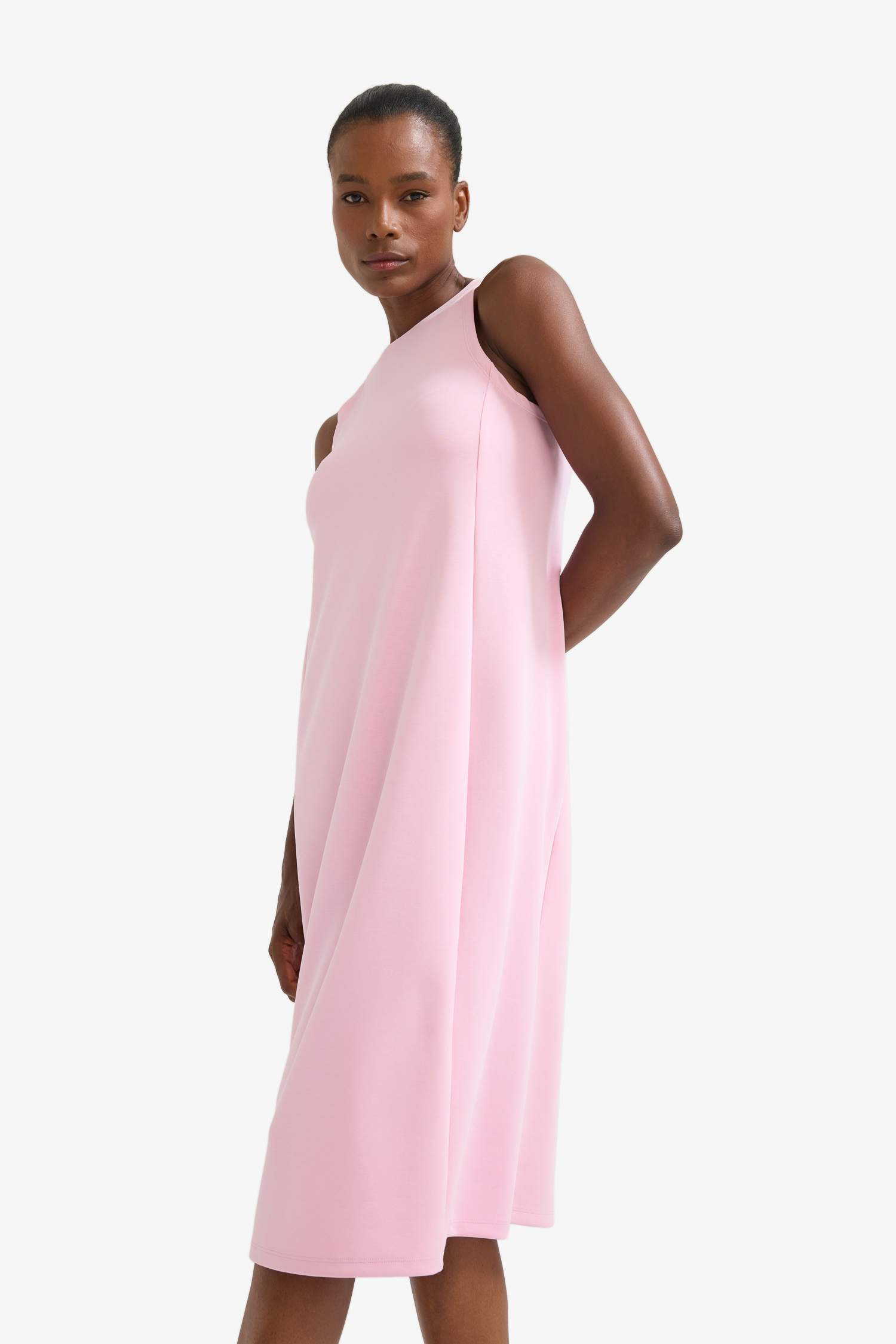 فستان ميدي كت منسوج بياخة مدورة من DeFactoFit