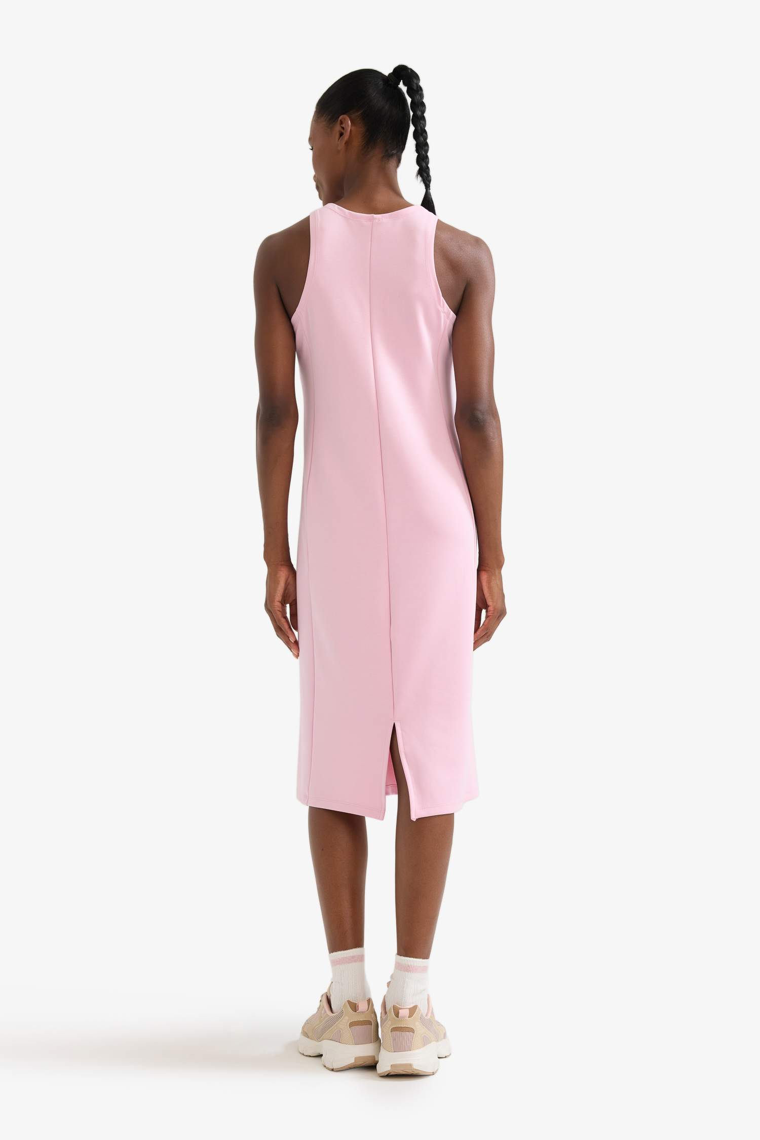 فستان ميدي كت منسوج بياخة مدورة من DeFactoFit