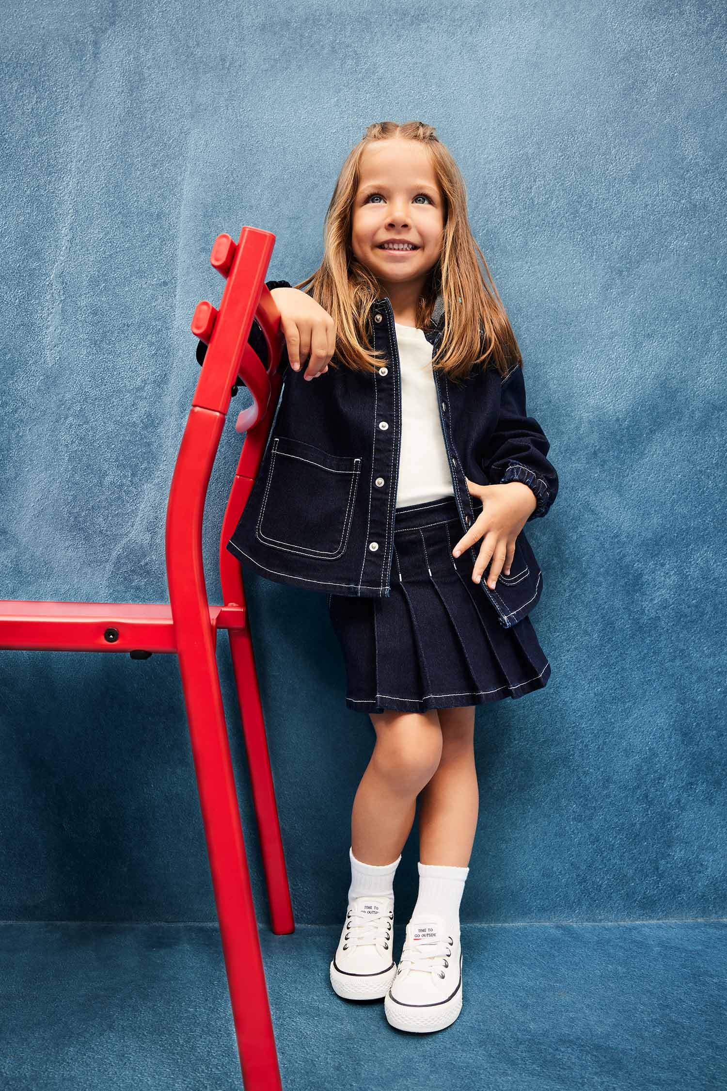 Girl Elastic Waist Denim Skort