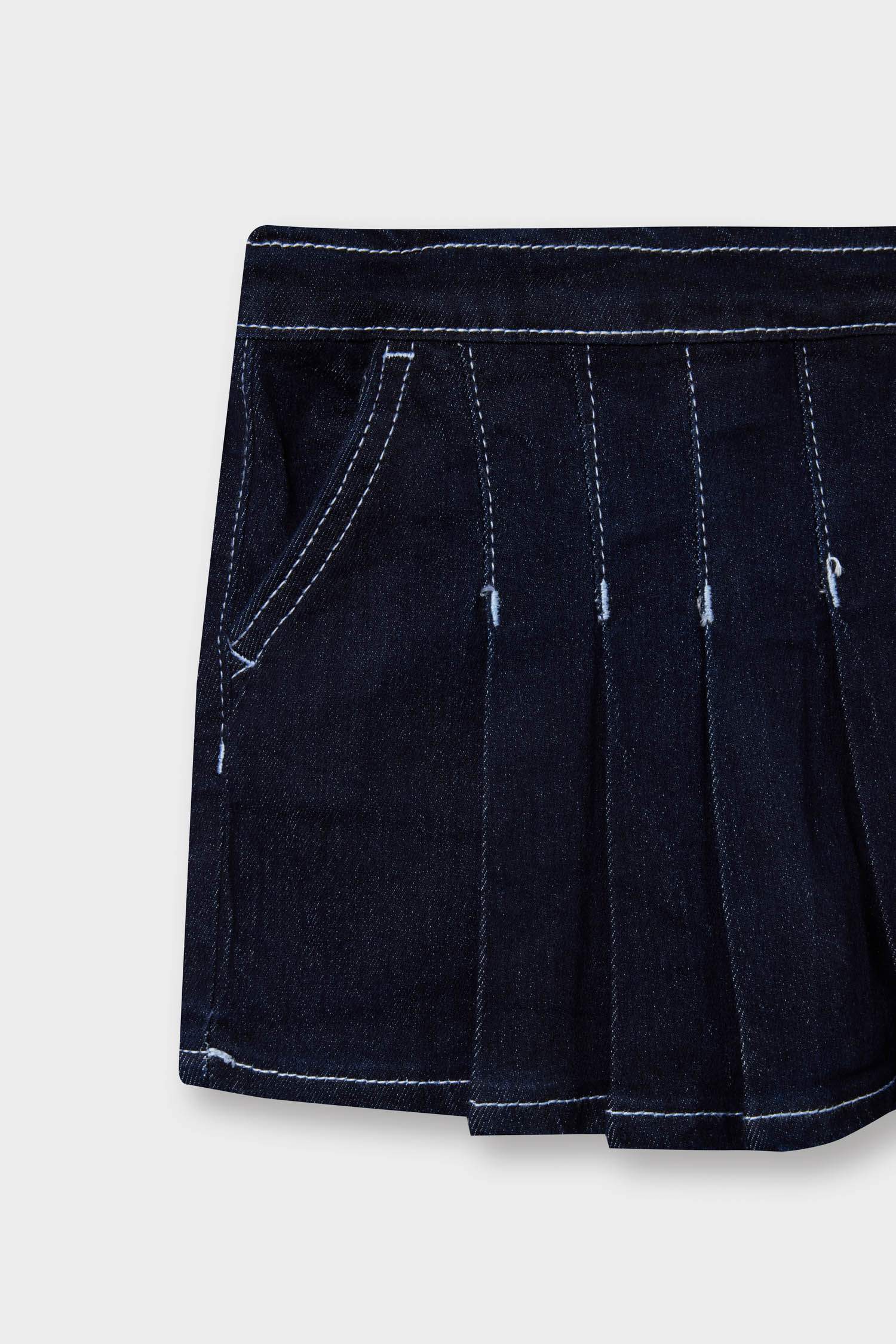 Girl Elastic Waist Denim Skort