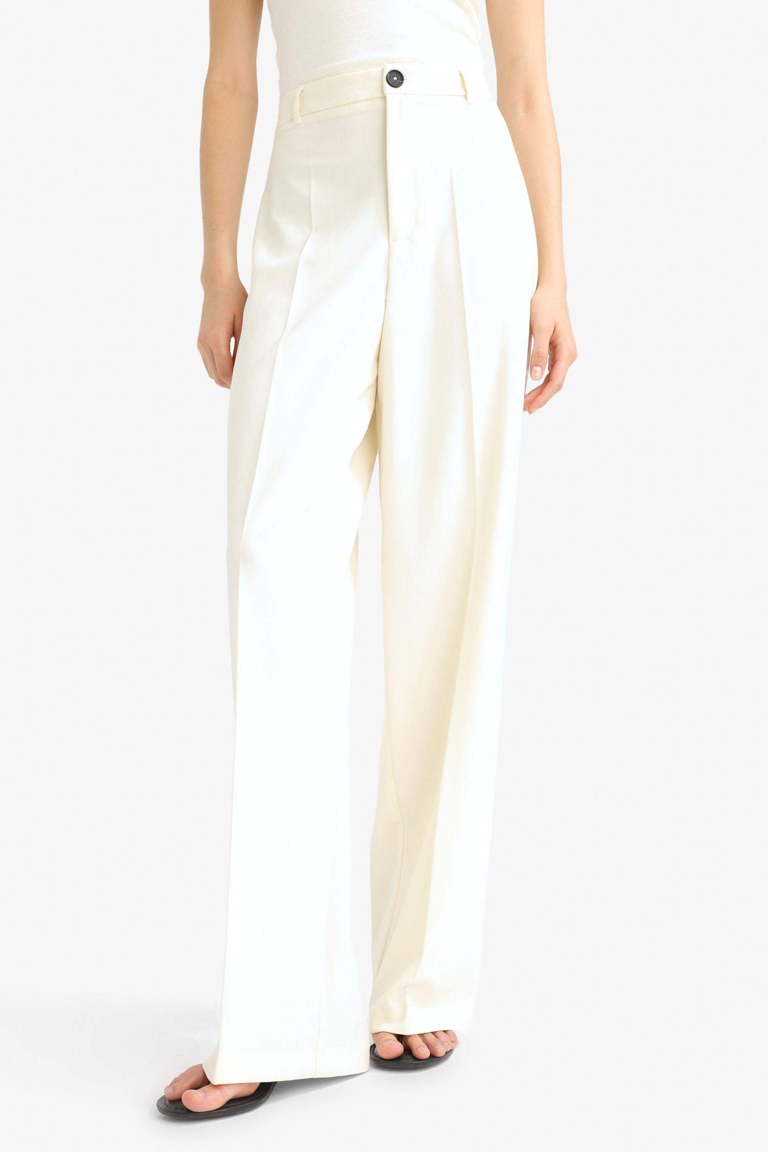 بنطلون قصة مستقيمة بجيب وخصر عادي