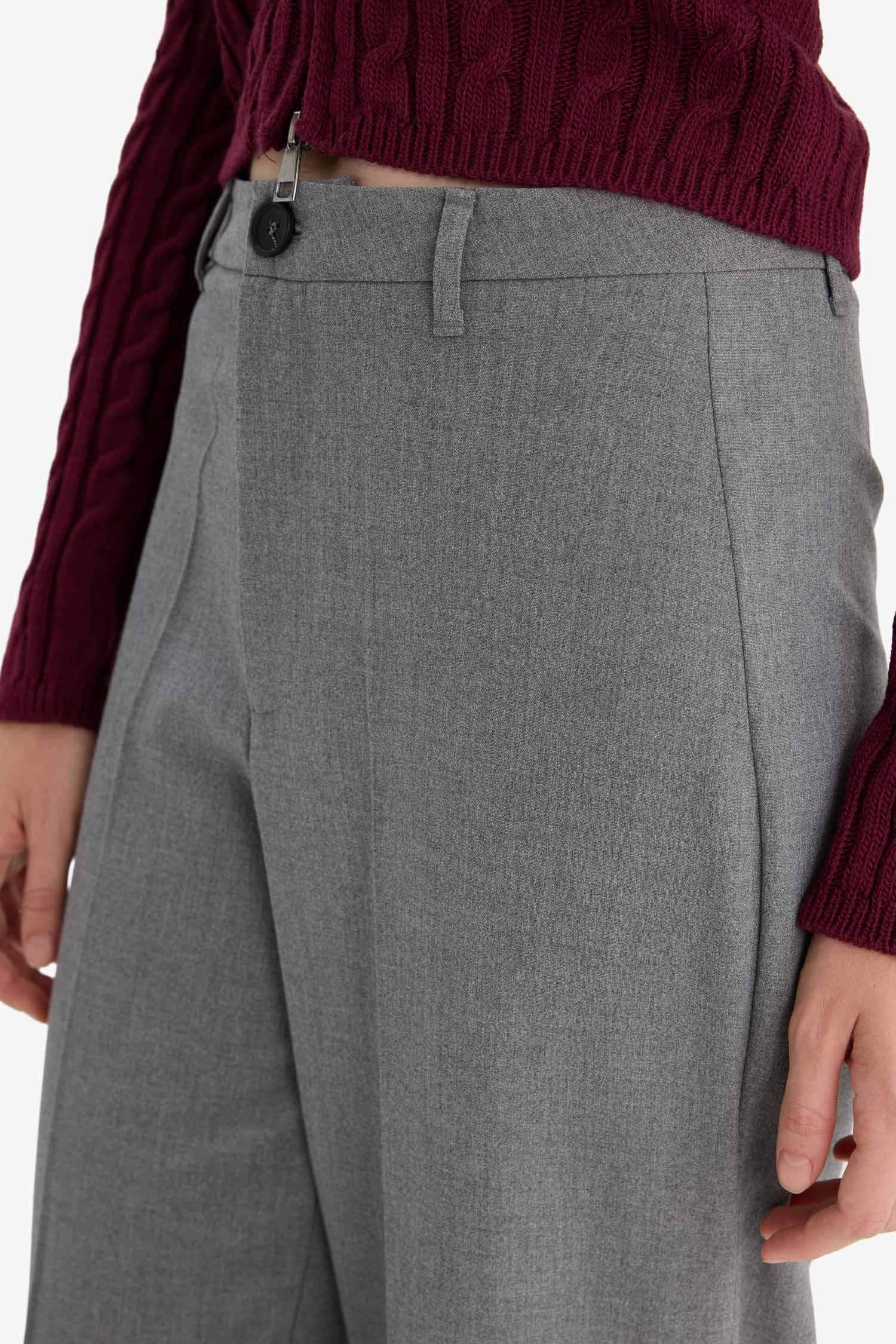 بنطلون قصة مستقيمة بجيب وخصر عادي