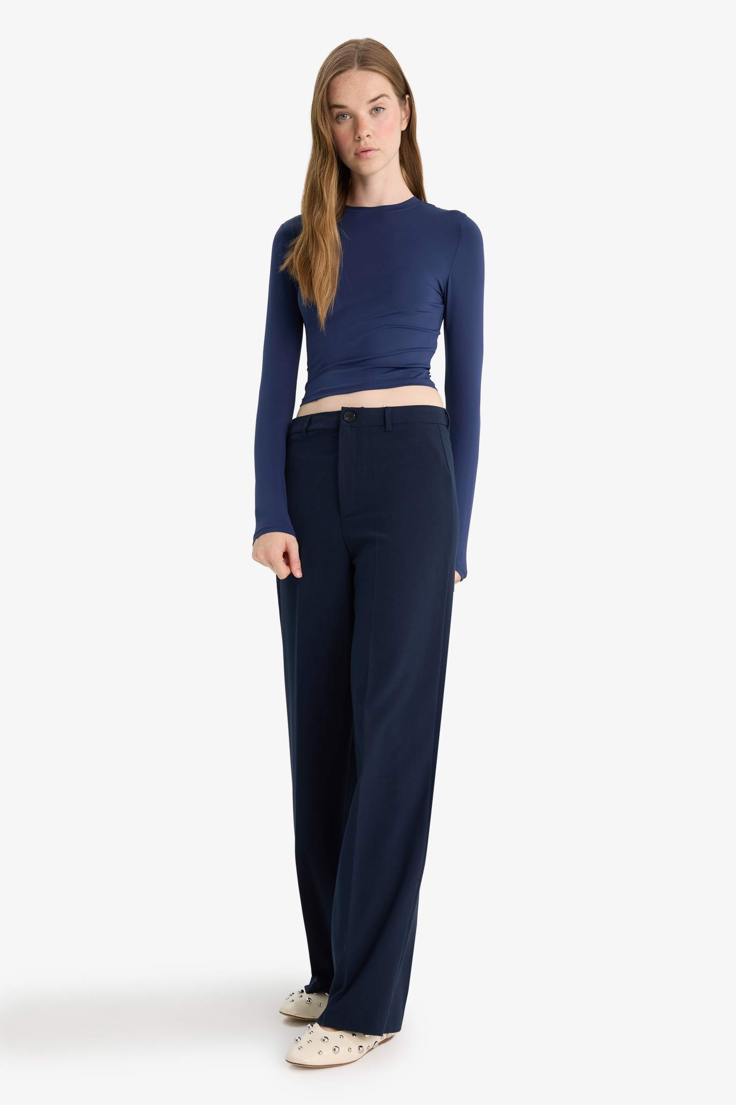 Straight Fit Fleto Cepli Normal Bel Standart Boy Pantolon