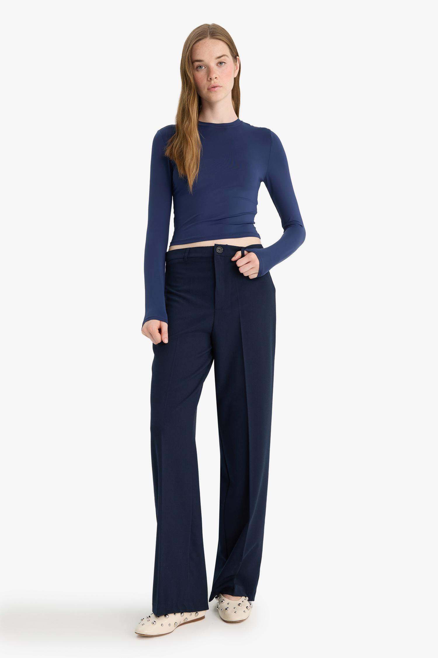 Straight Fit Fleto Cepli Normal Bel Standart Boy Pantolon