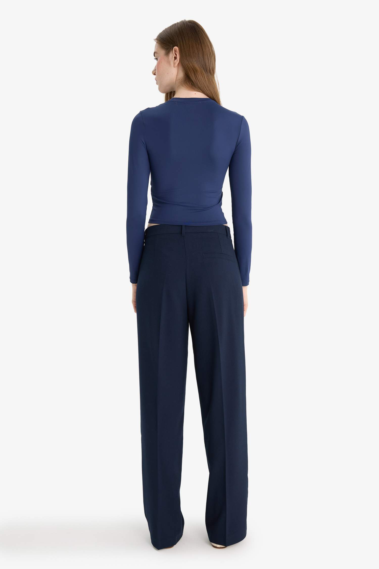 Straight Fit Fleto Cepli Normal Bel Standart Boy Pantolon