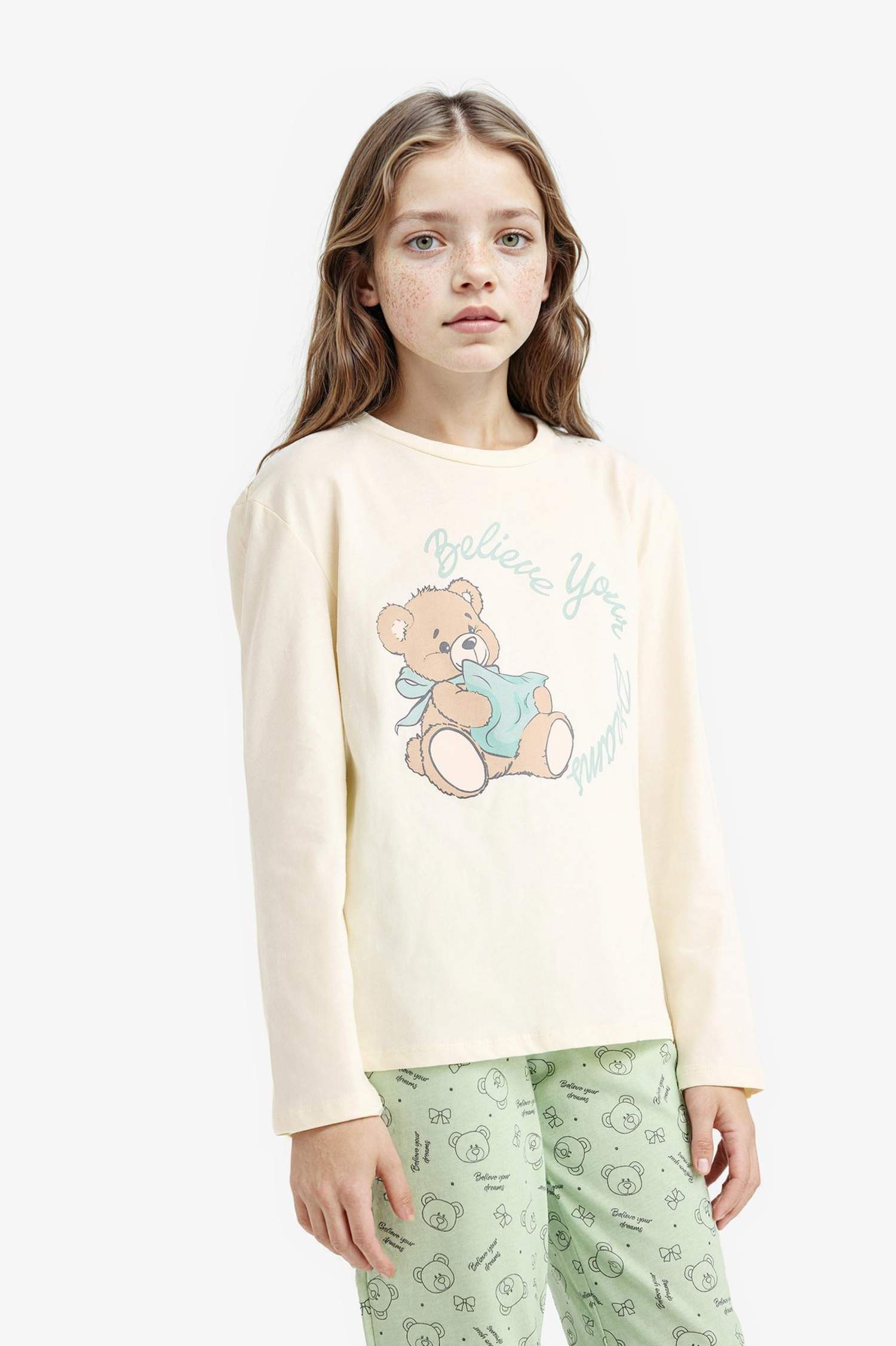 Ensemble Pyjama Top à manches longues et Pantalon à motifs pour fille