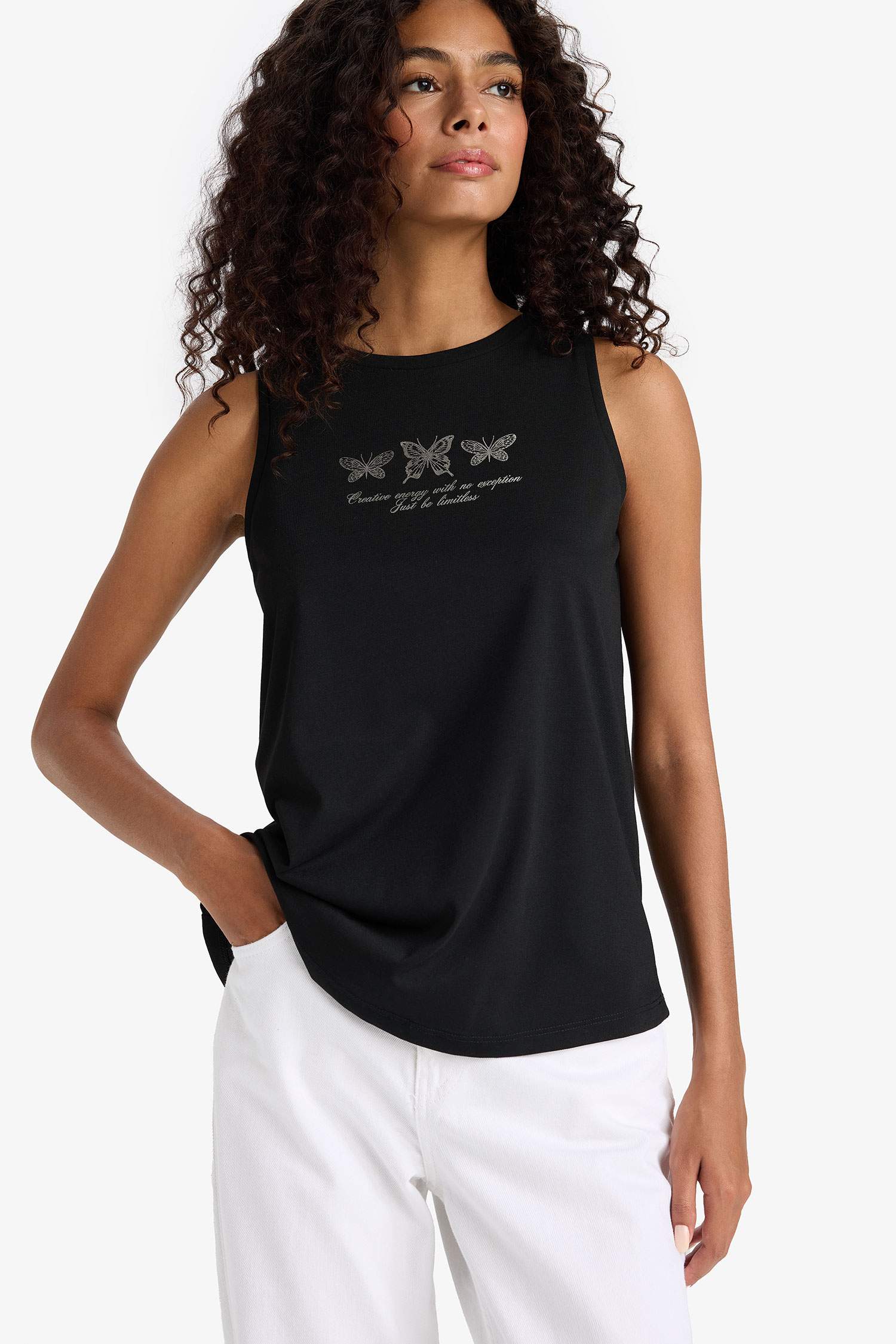 Relax Fit Baskılı Bisiklet Yaka Atlet