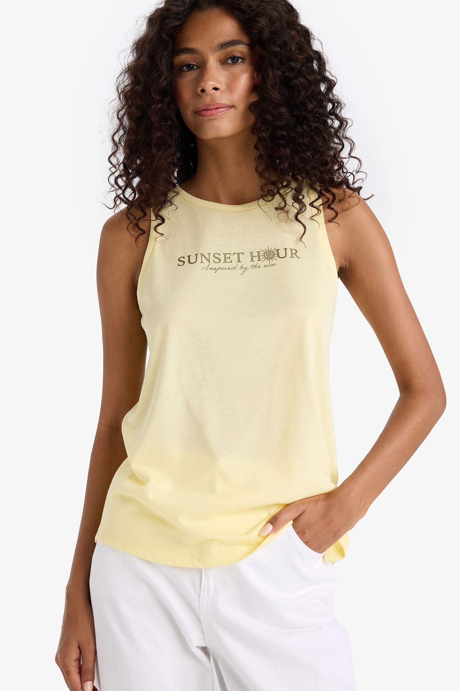 Relax Fit Bisiklet Yaka Baskılı Atlet