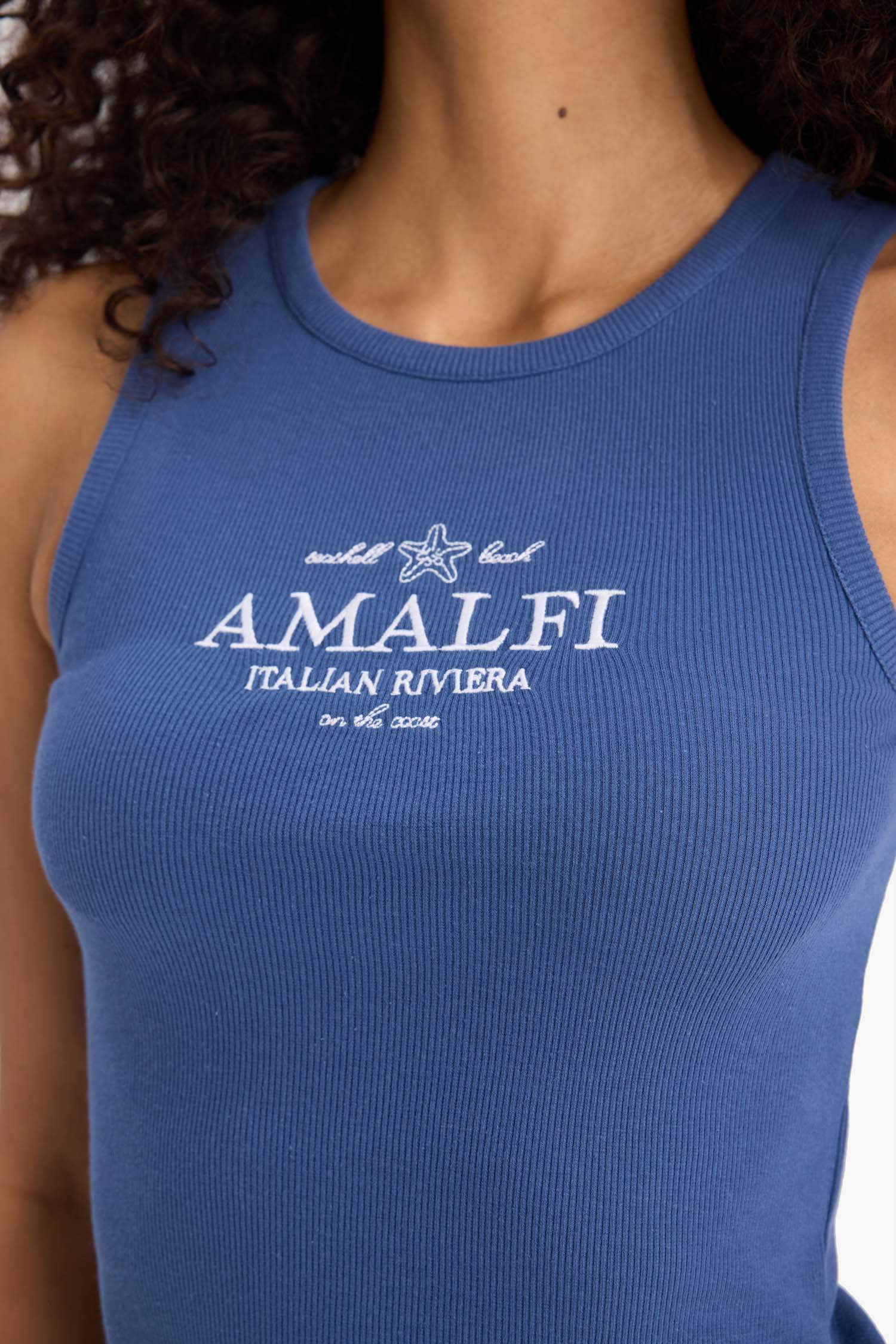 Slim Fit Printed Camisole Halter Collar Tank Top