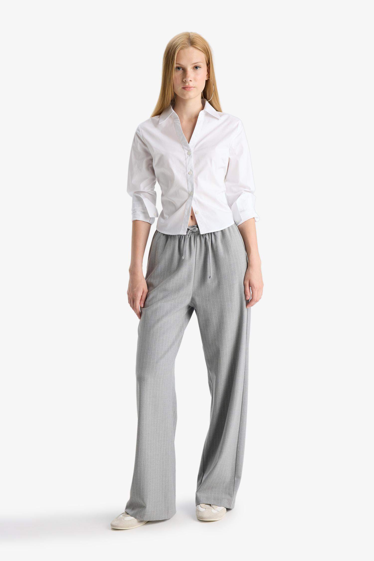 Coool Wide Leg Beli Bağcıklı Normal Bel Pantolon