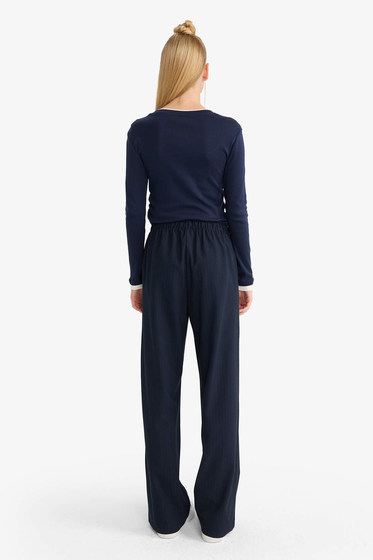 Wide Leg Regular Waist Tie Waist Trousers