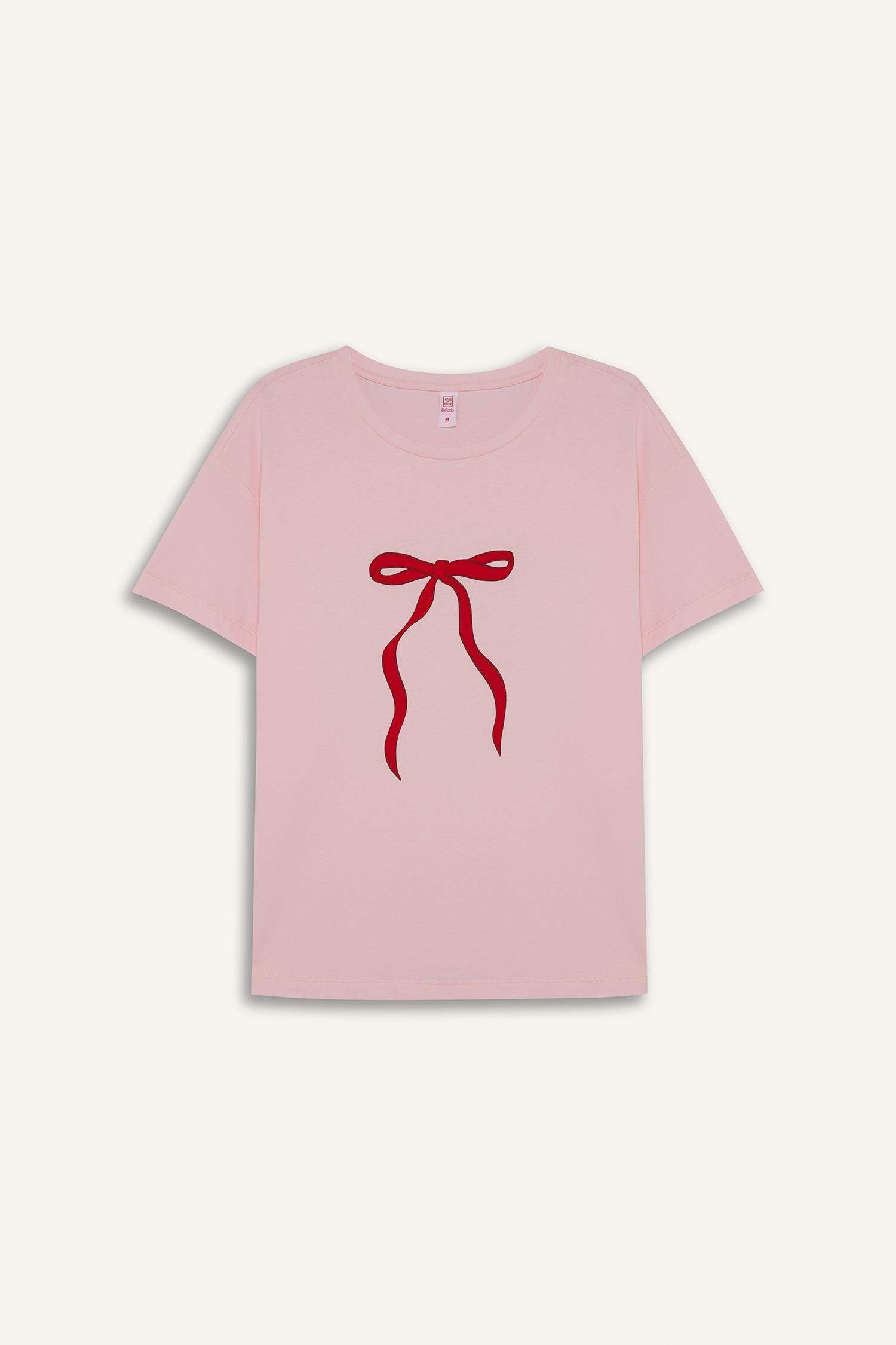 Pijama Takımı Regular Fit Baskılı Kısa Kollu Üst Şort-Fall in Love