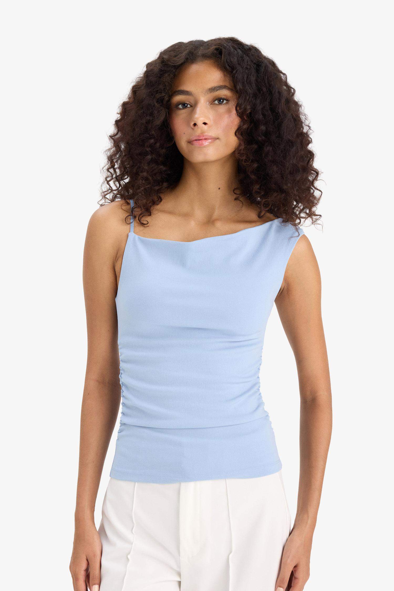 Asimetrik Tek Omuzlu Krep Bluz