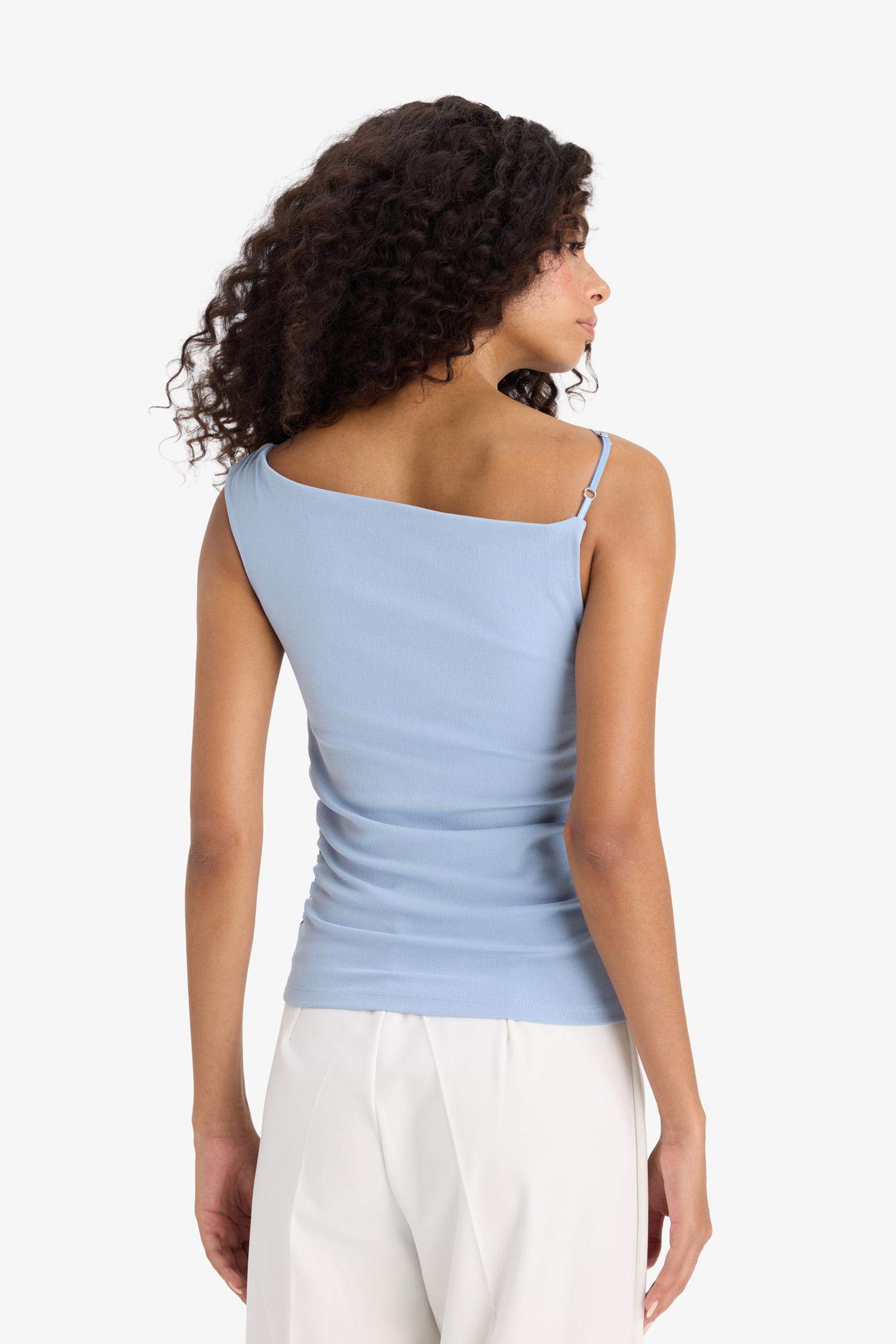 Asimetrik Tek Omuzlu Krep Bluz