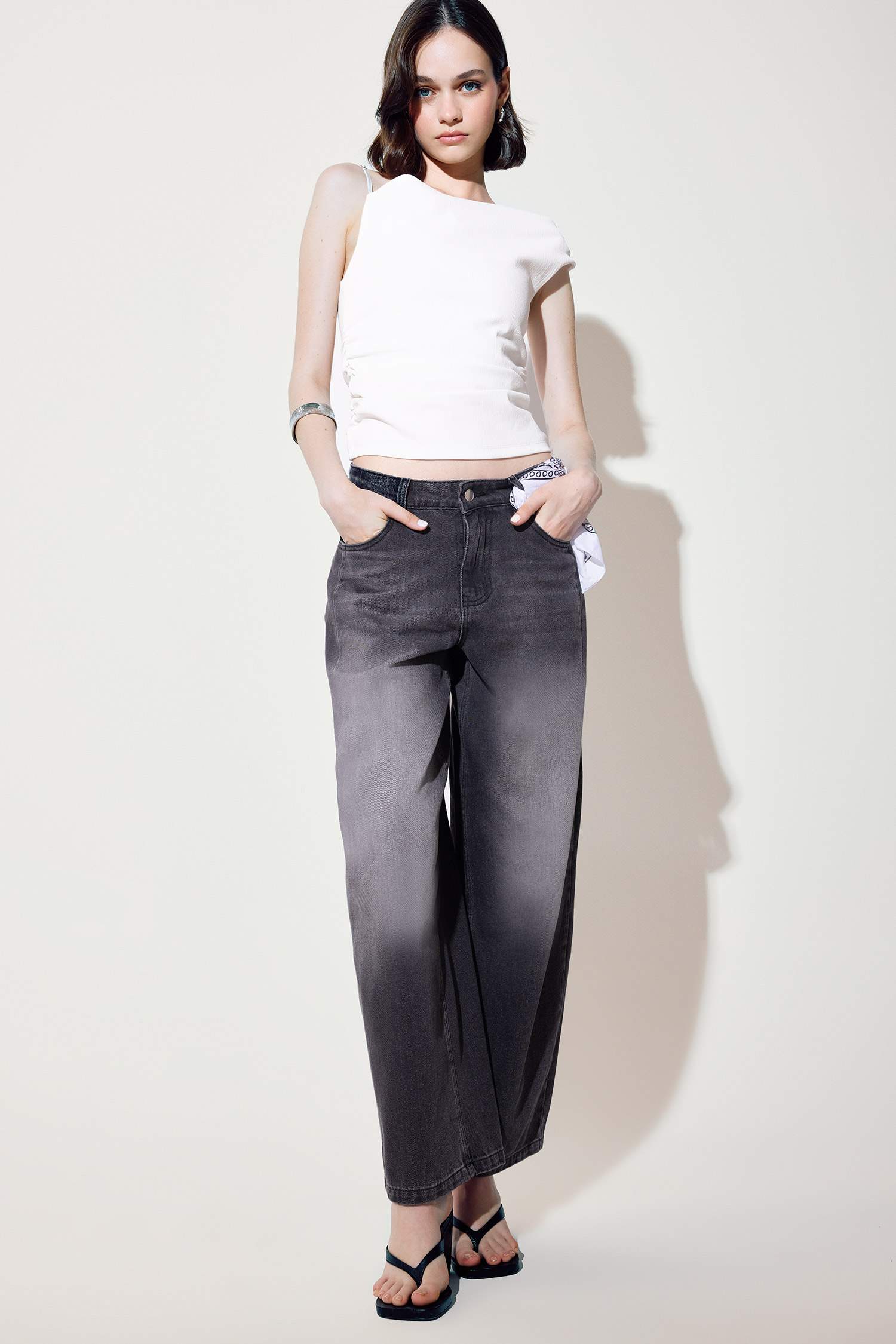 Asymmetrical One Shoulder Crepe Blouse