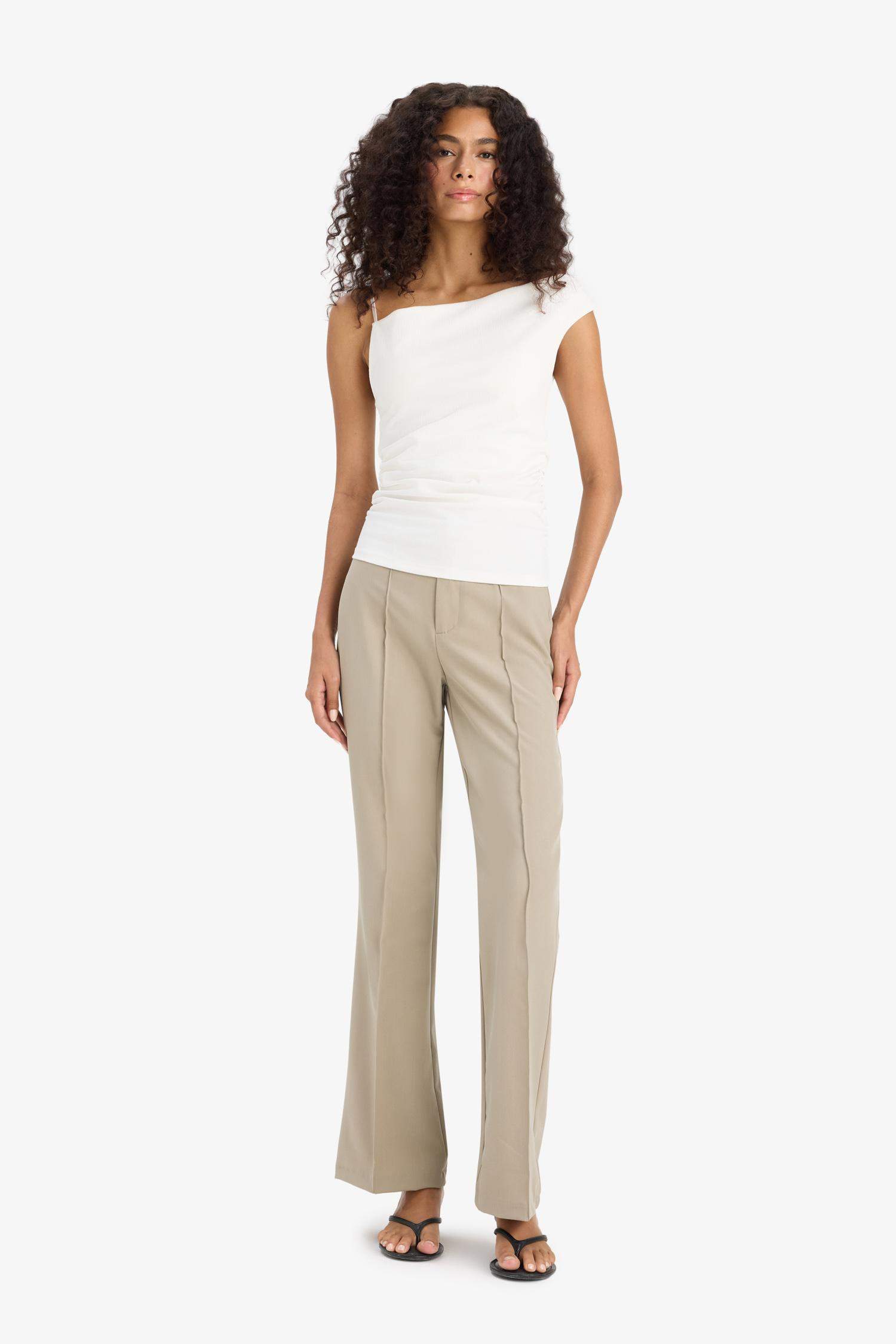 Asymmetrical One Shoulder Crepe Blouse