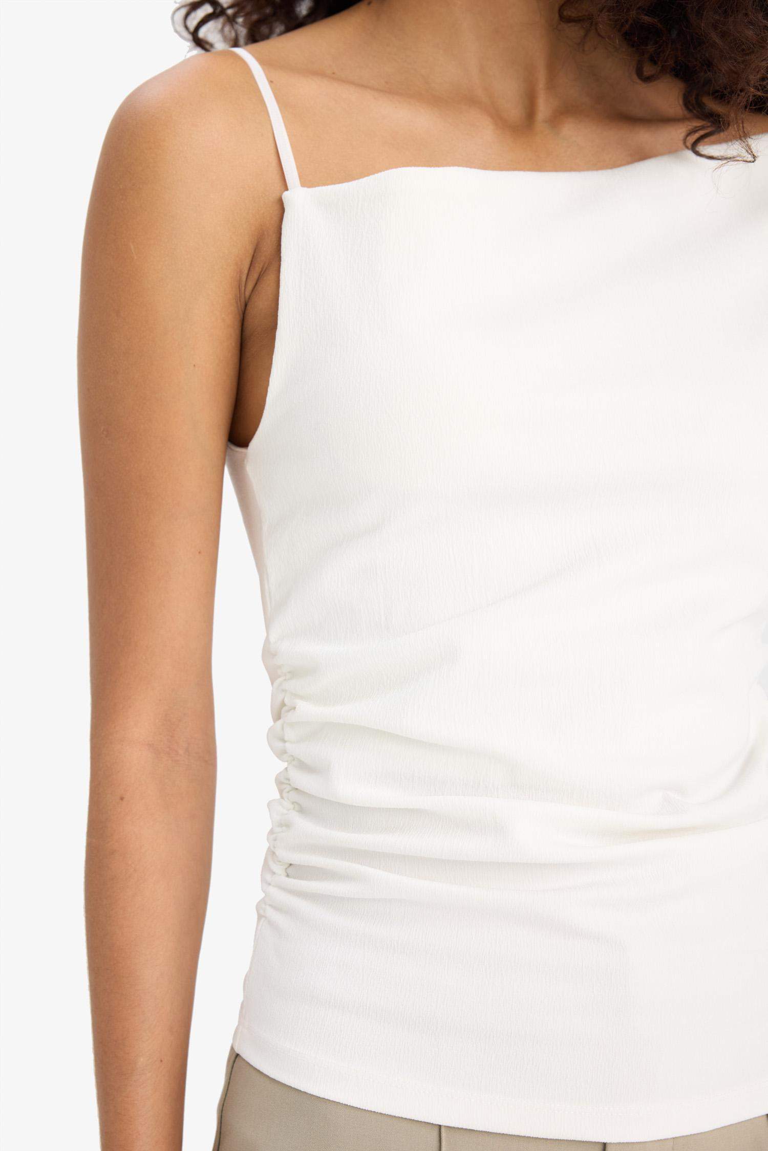 Asymmetrical One Shoulder Crepe Blouse