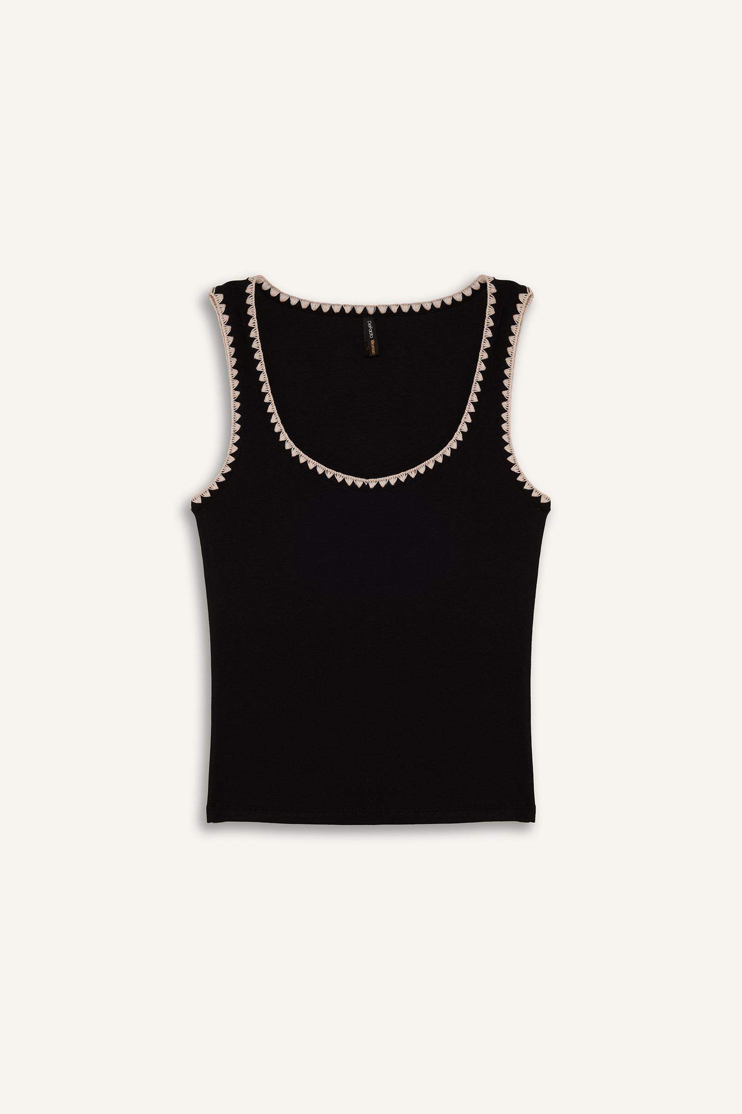 Slim Fit Dar Kesim Yuvarlak Yaka Ribana Atlet