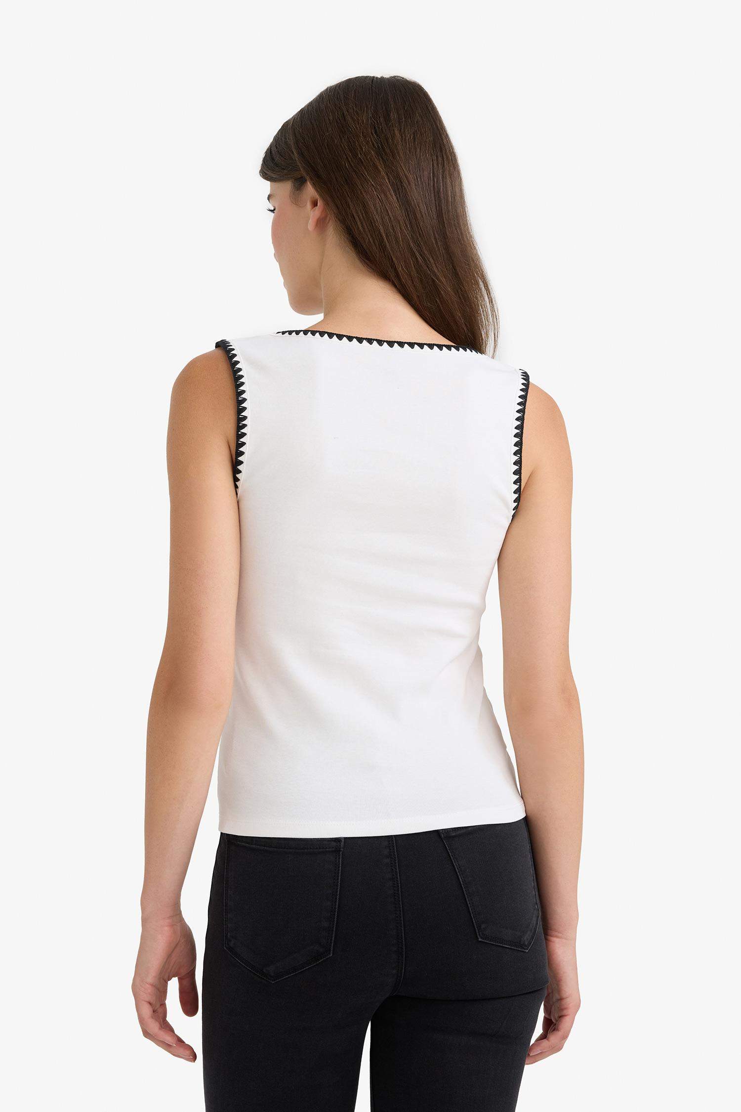 Slim Fit Dar Kesim Yuvarlak Yaka Ribana Atlet