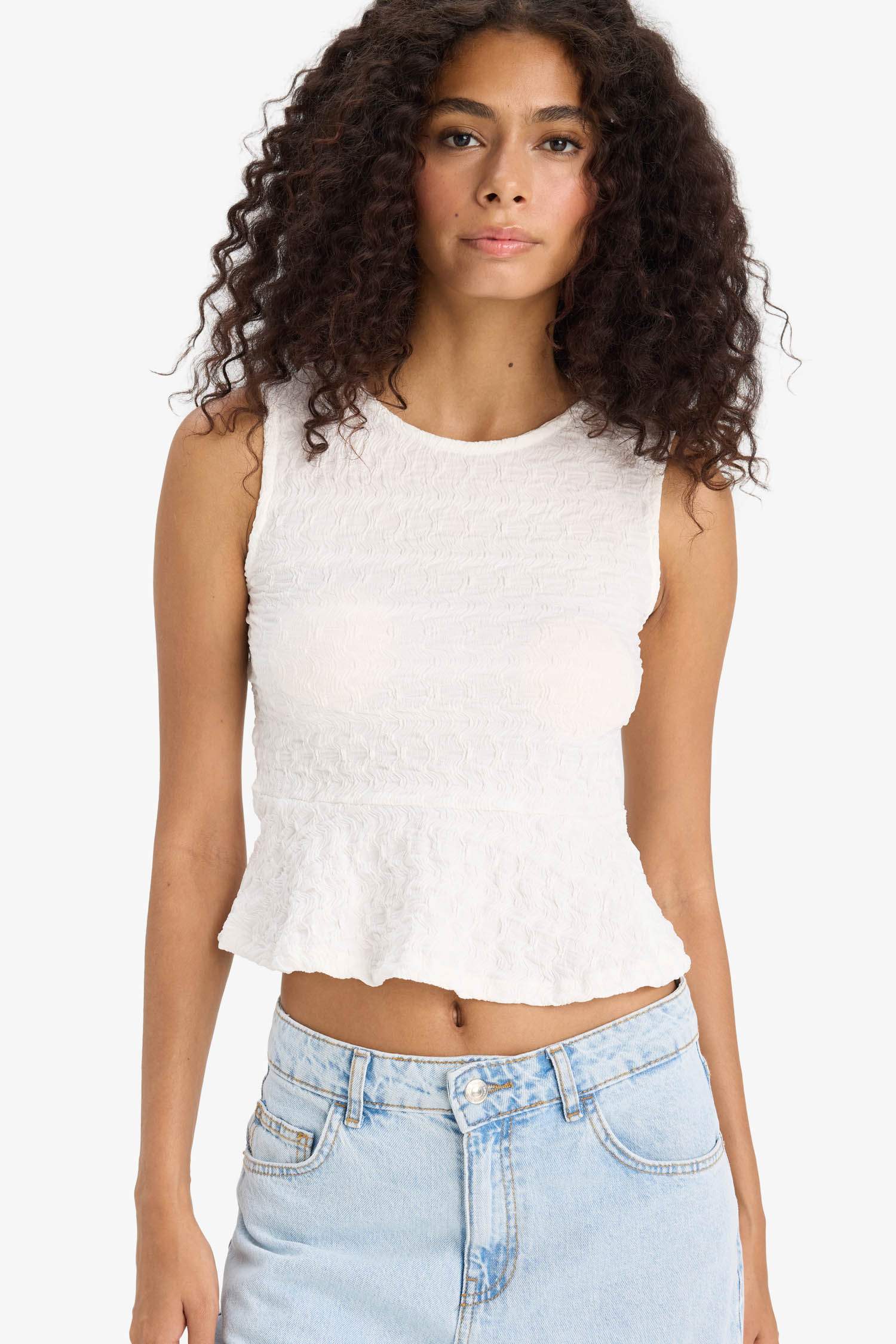 Slim Fit Dar Kesim Bisiklet Yaka Bürümcük Atlet