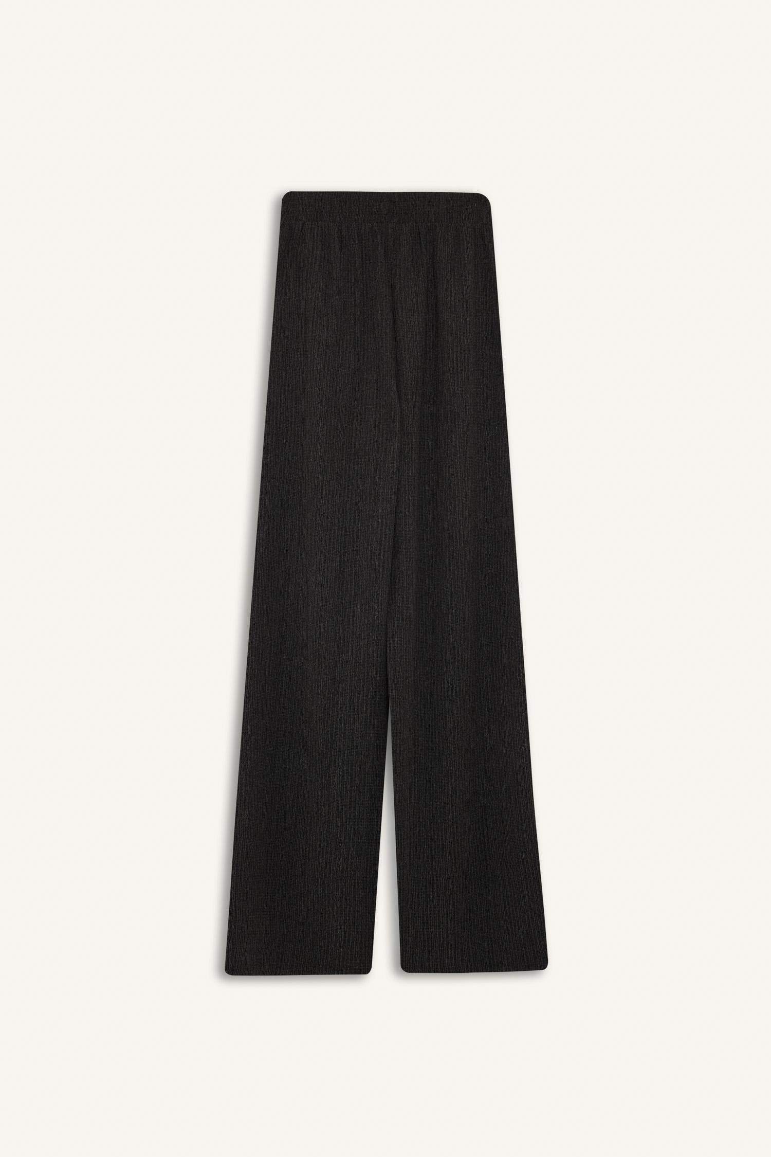 Wide Leg Basic Düz Bürümcük Geniş Paça Pantolon