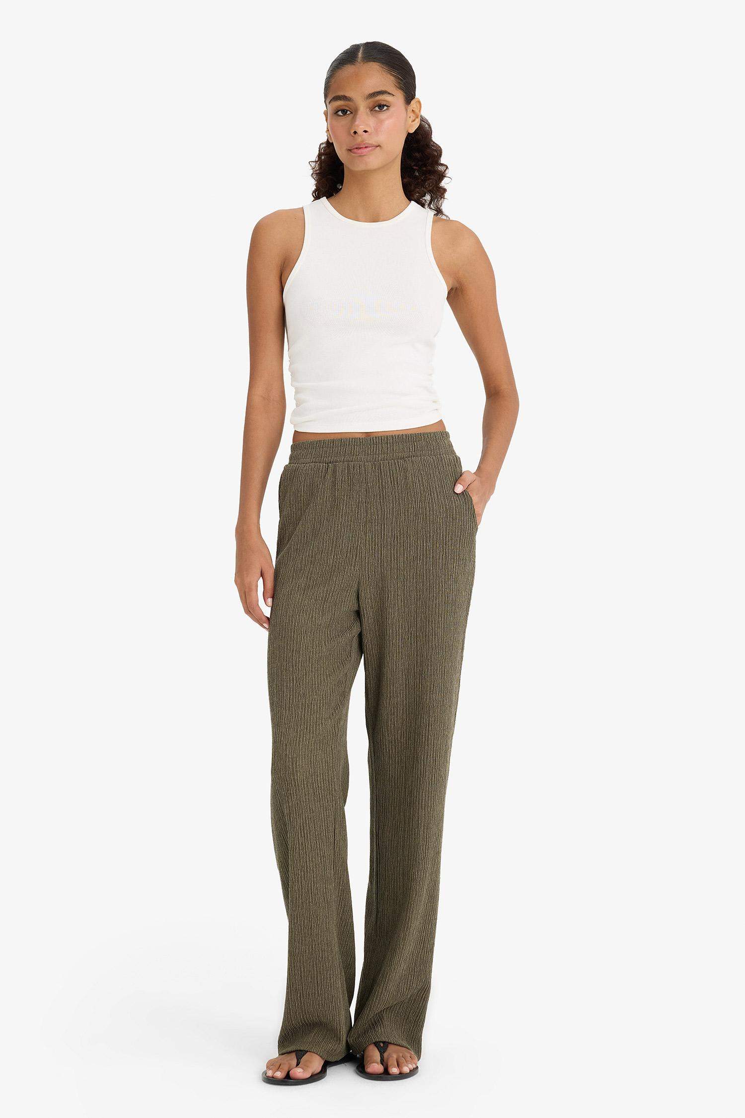 Wide Leg Esnek Belli Geniş Paça Bürümcük Pantolon