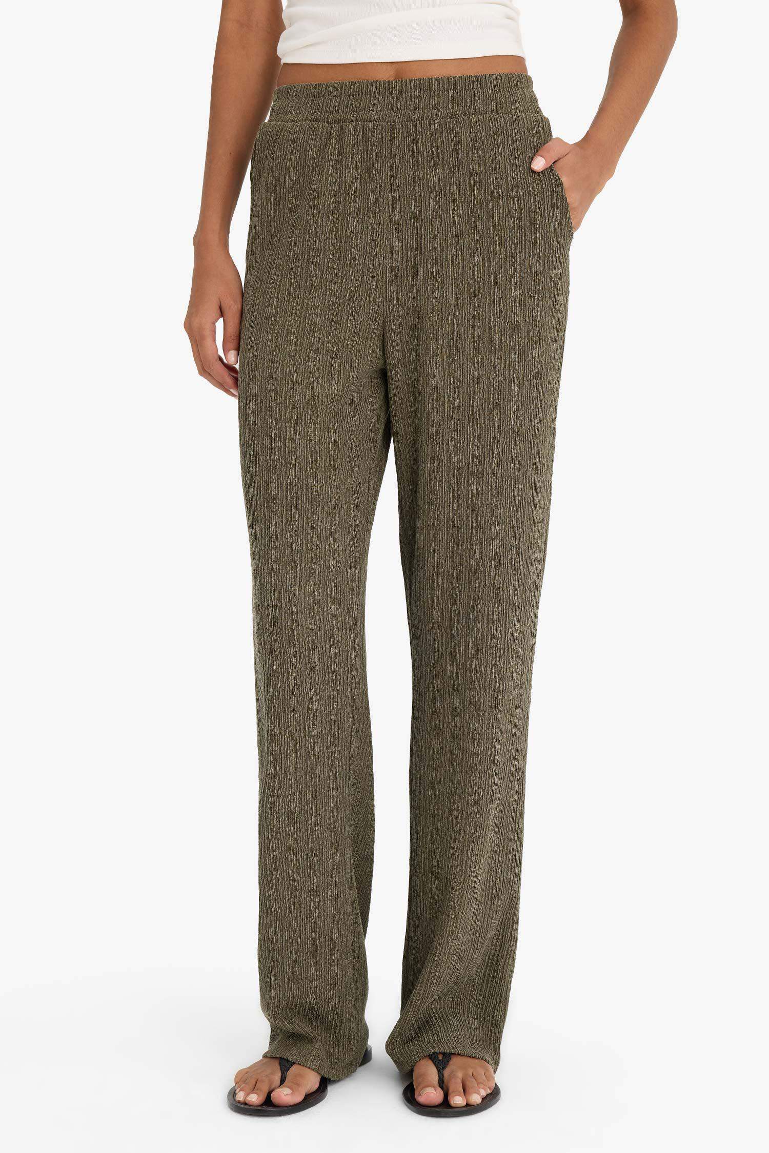 Wide Leg Esnek Belli Geniş Paça Bürümcük Pantolon