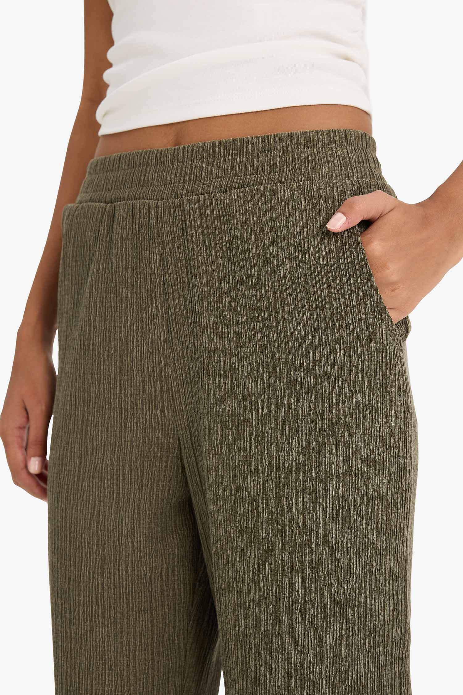 Wide Leg Esnek Belli Geniş Paça Bürümcük Pantolon