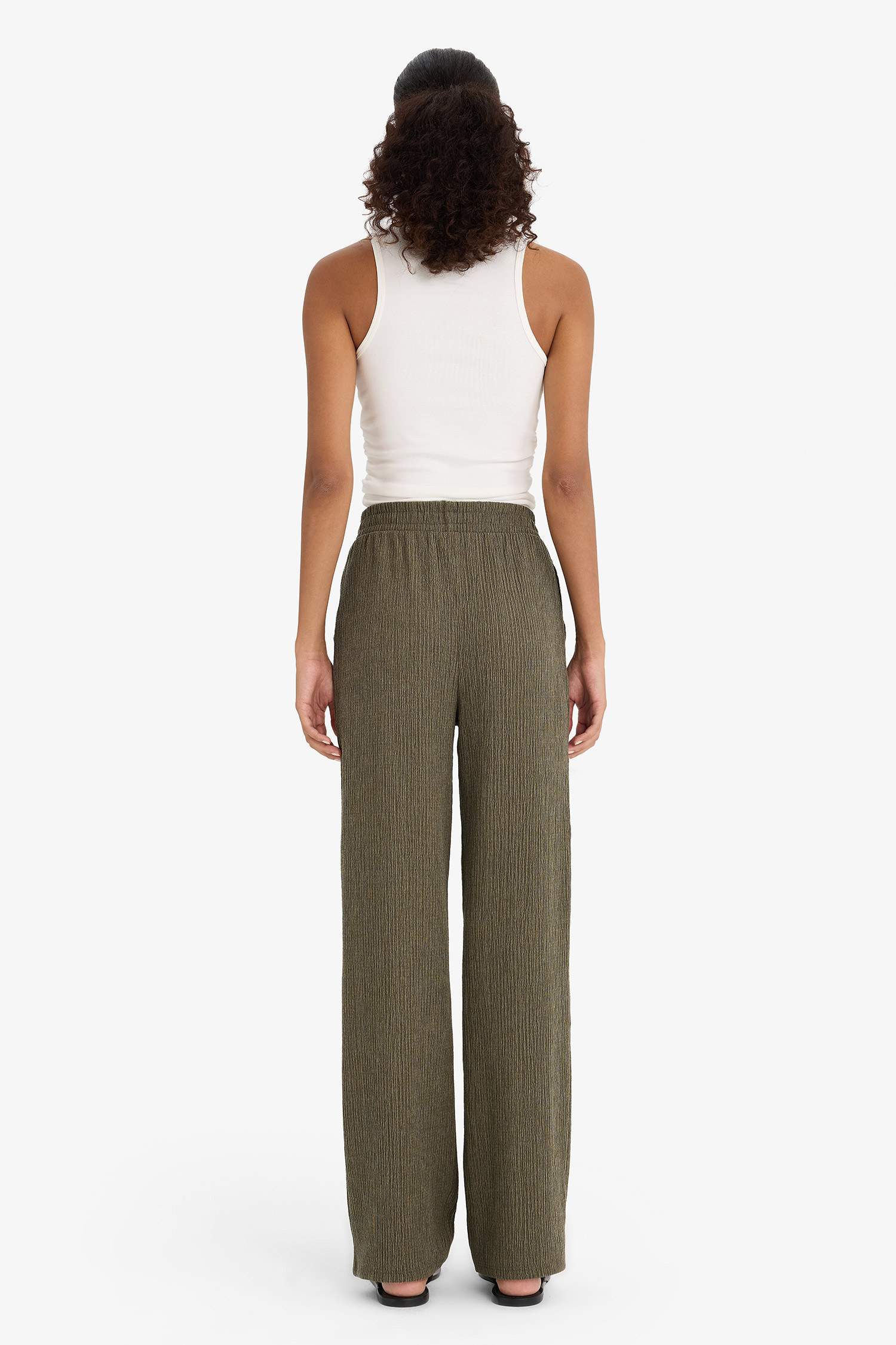 Wide Leg Esnek Belli Geniş Paça Bürümcük Pantolon