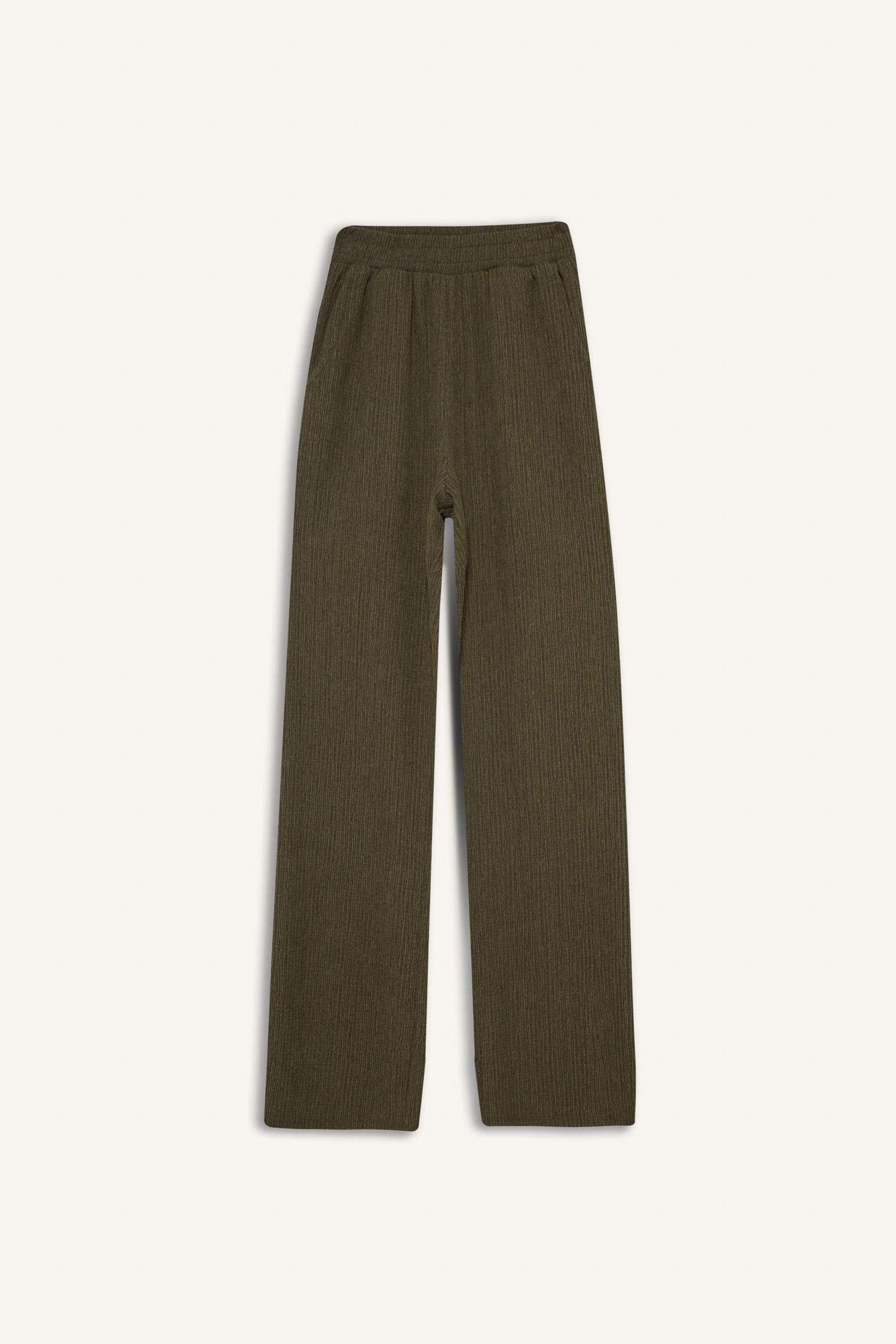 Wide Leg Esnek Belli Geniş Paça Bürümcük Pantolon