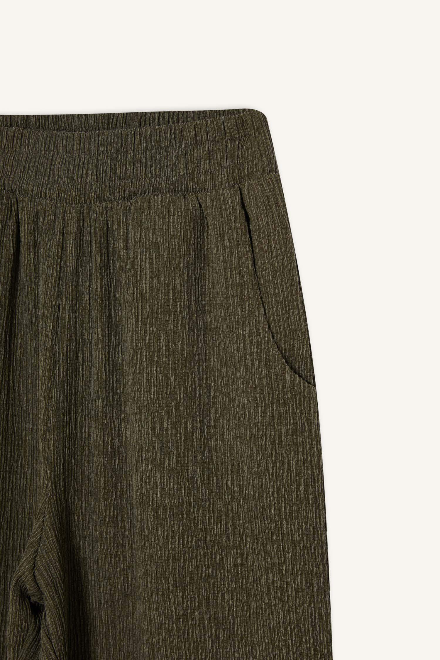 Wide Leg Esnek Belli Geniş Paça Bürümcük Pantolon