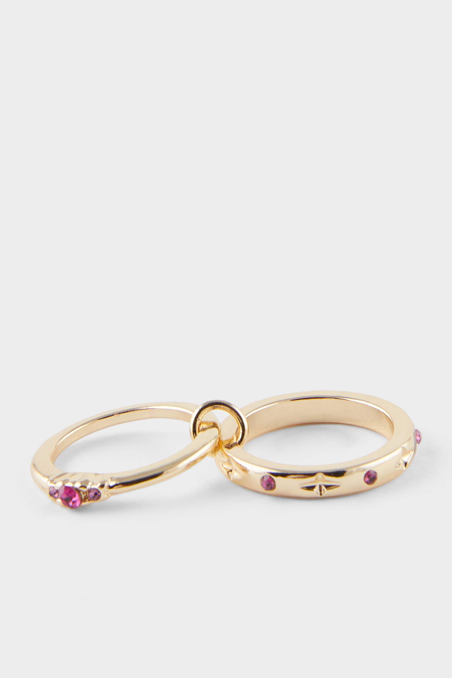 Bague dorée en 2 pièces avec pierres pour femme