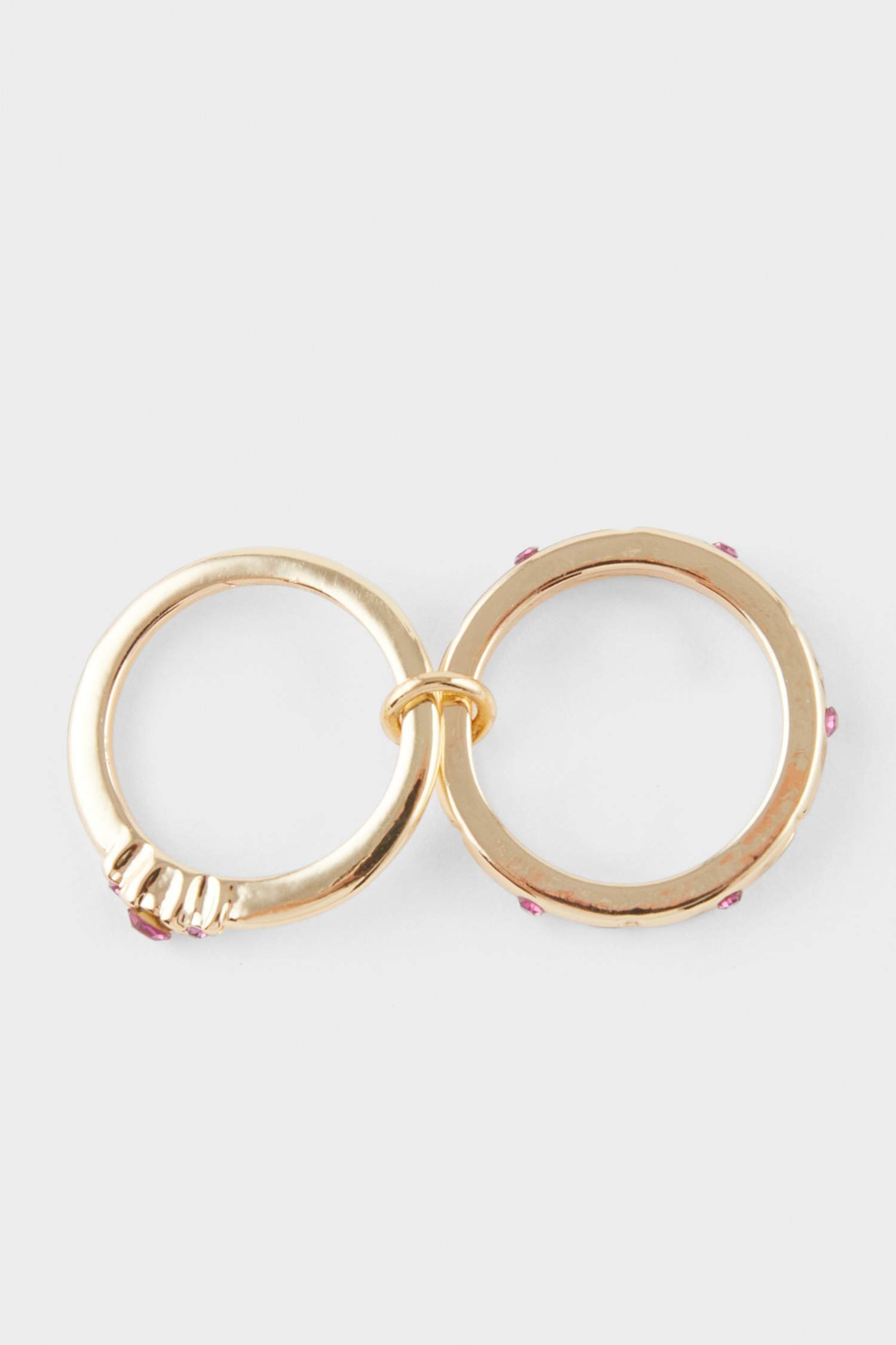 Bague dorée en 2 pièces avec pierres pour femme