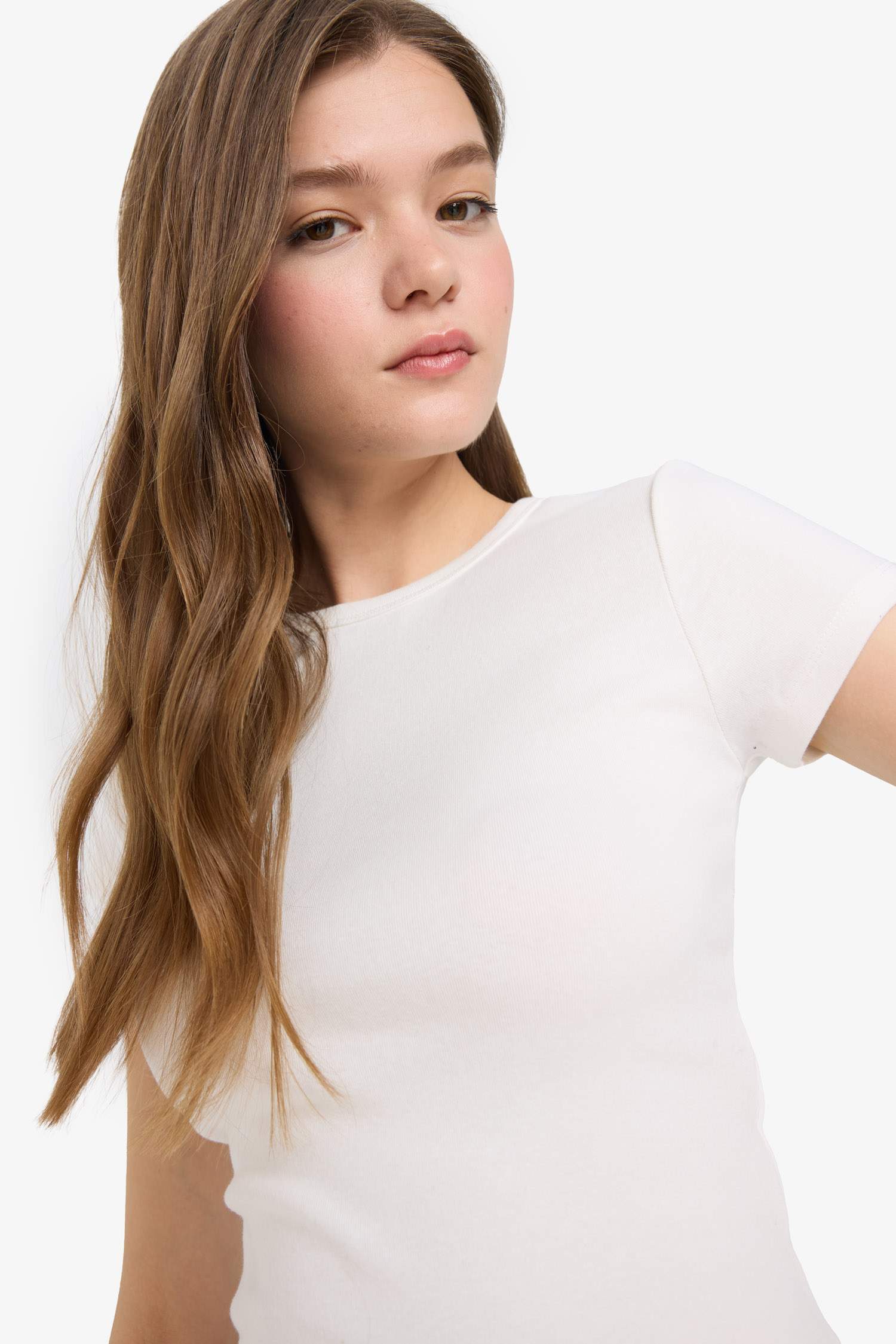 Coool Fitted Bisiklet Yaka 2'li Ribana Kısa Kollu Tişört